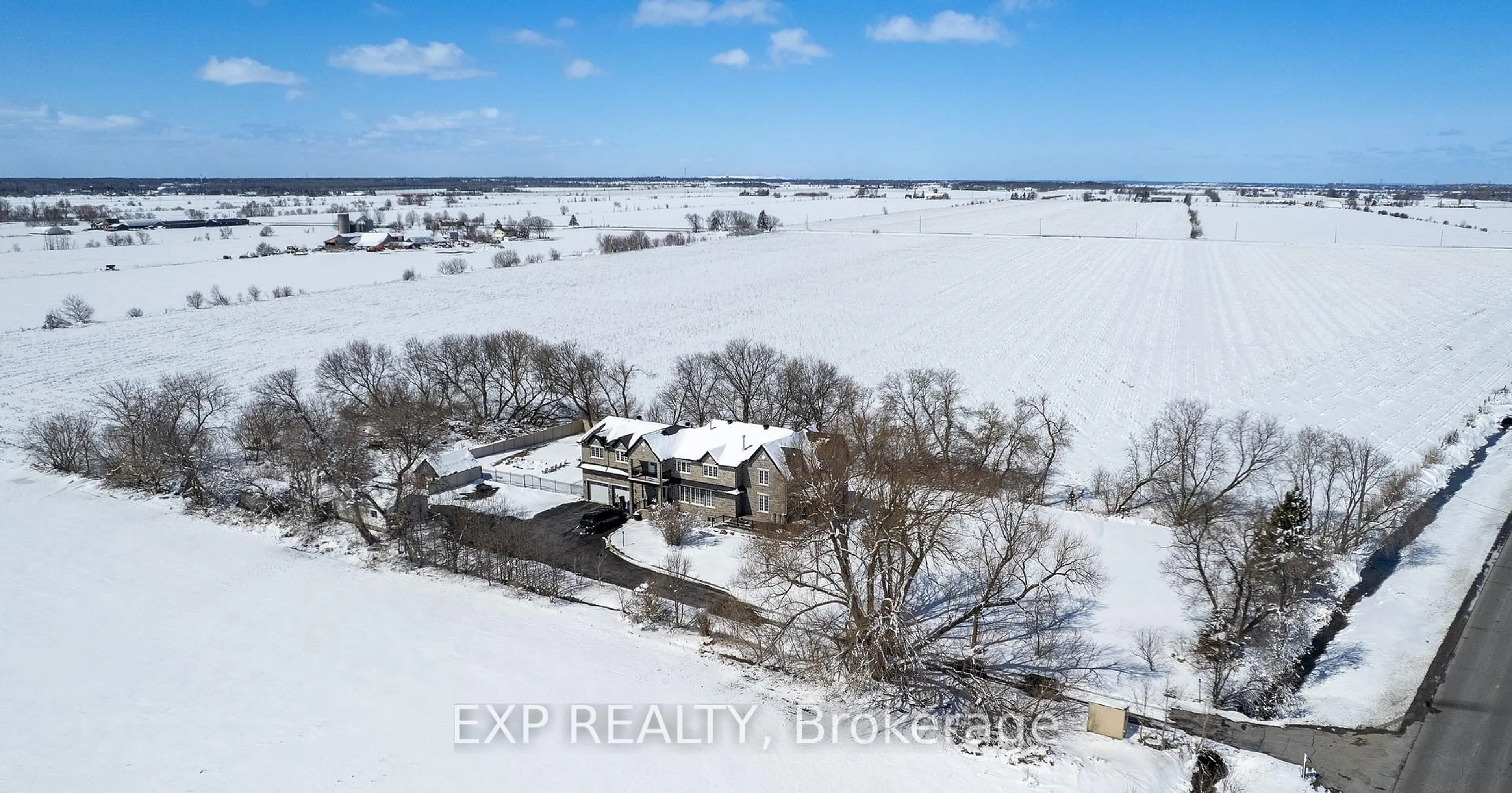 A pic from outside/outdoor area/front of a property/back of a property/a pic from drone, water/lake/river/ocean view for 2754 Eagleson Rd, Ottawa Ontario K2S 1B8