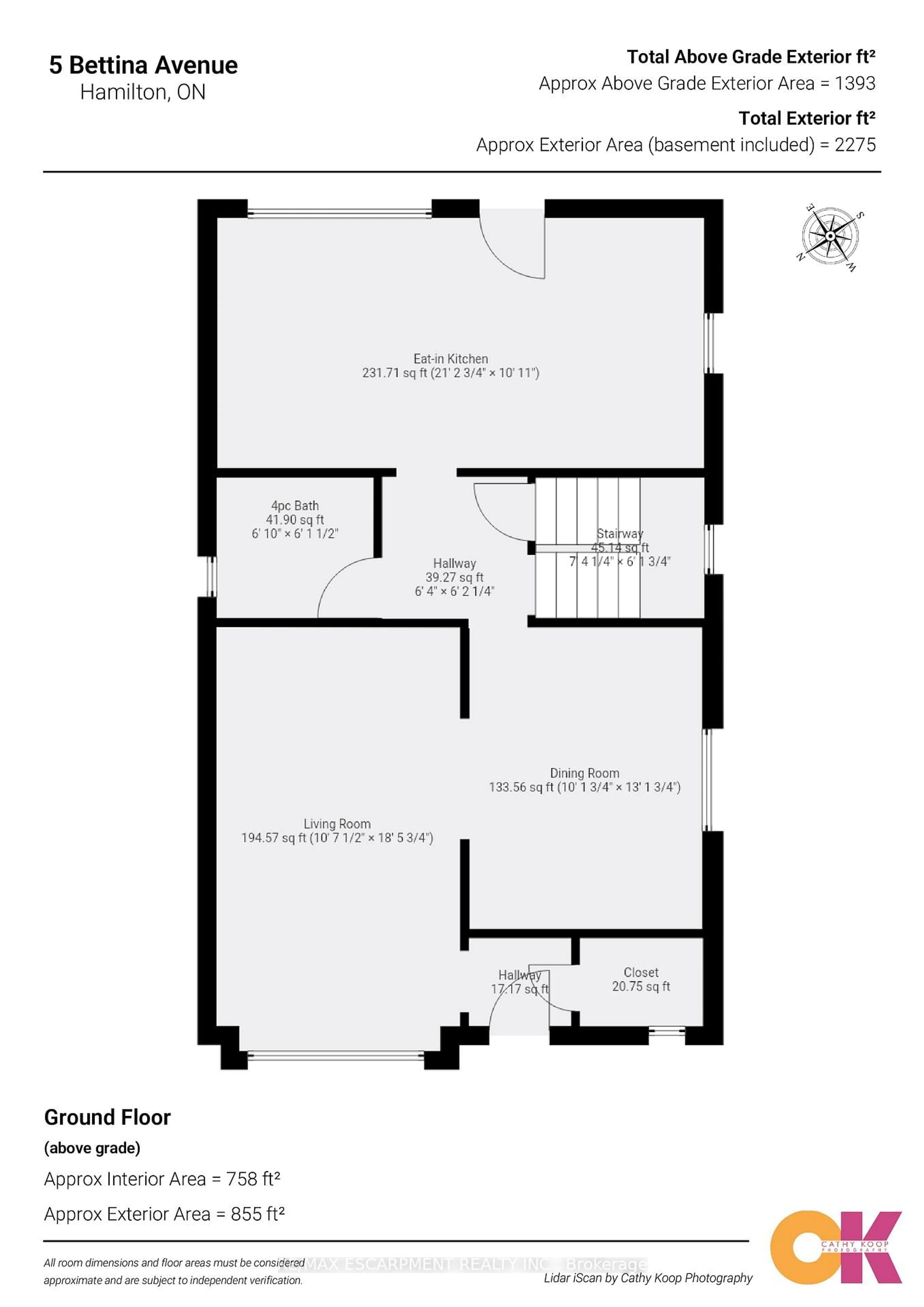 Floor plan for 5 Bettina Ave, Hamilton Ontario L8K 3M4