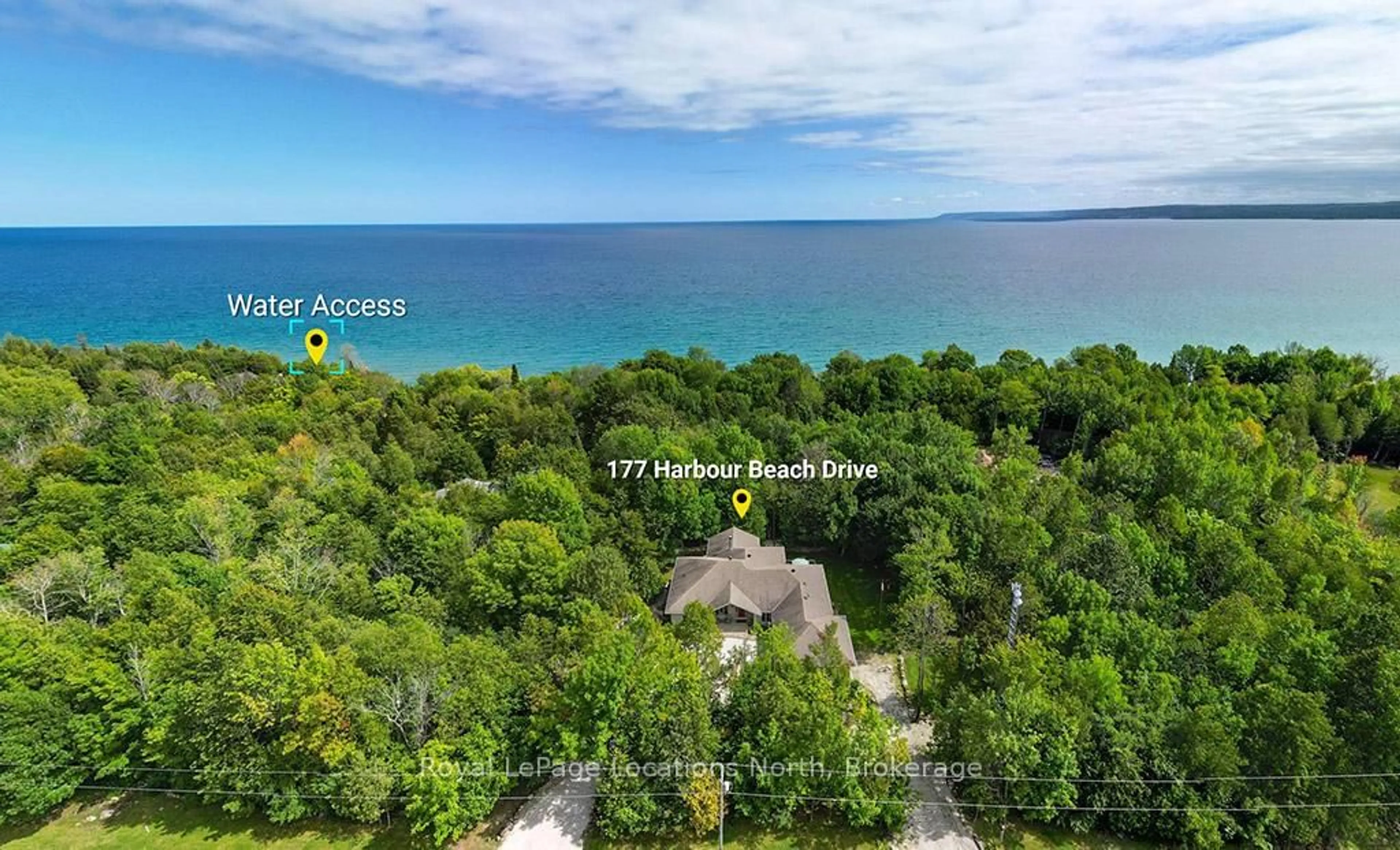 A pic from outside/outdoor area/front of a property/back of a property/a pic from drone, water/lake/river/ocean view for 177 HARBOUR BEACH Dr, Meaford Ontario N4L 1W5