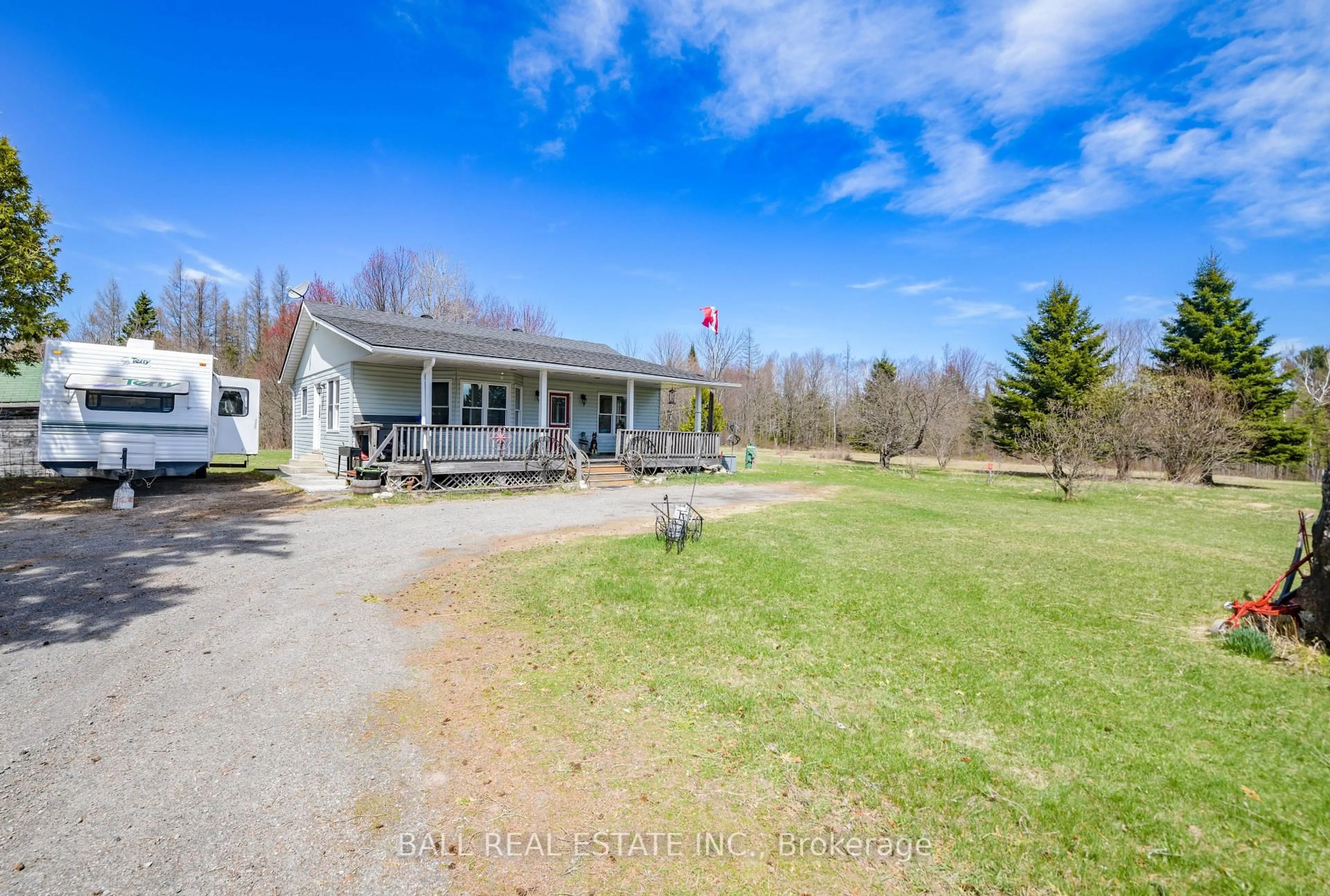 A pic from outside/outdoor area/front of a property/back of a property/a pic from drone, water/lake/river/ocean view for 384 Scott Line Rd, Maynooth Ontario K0L 2S0