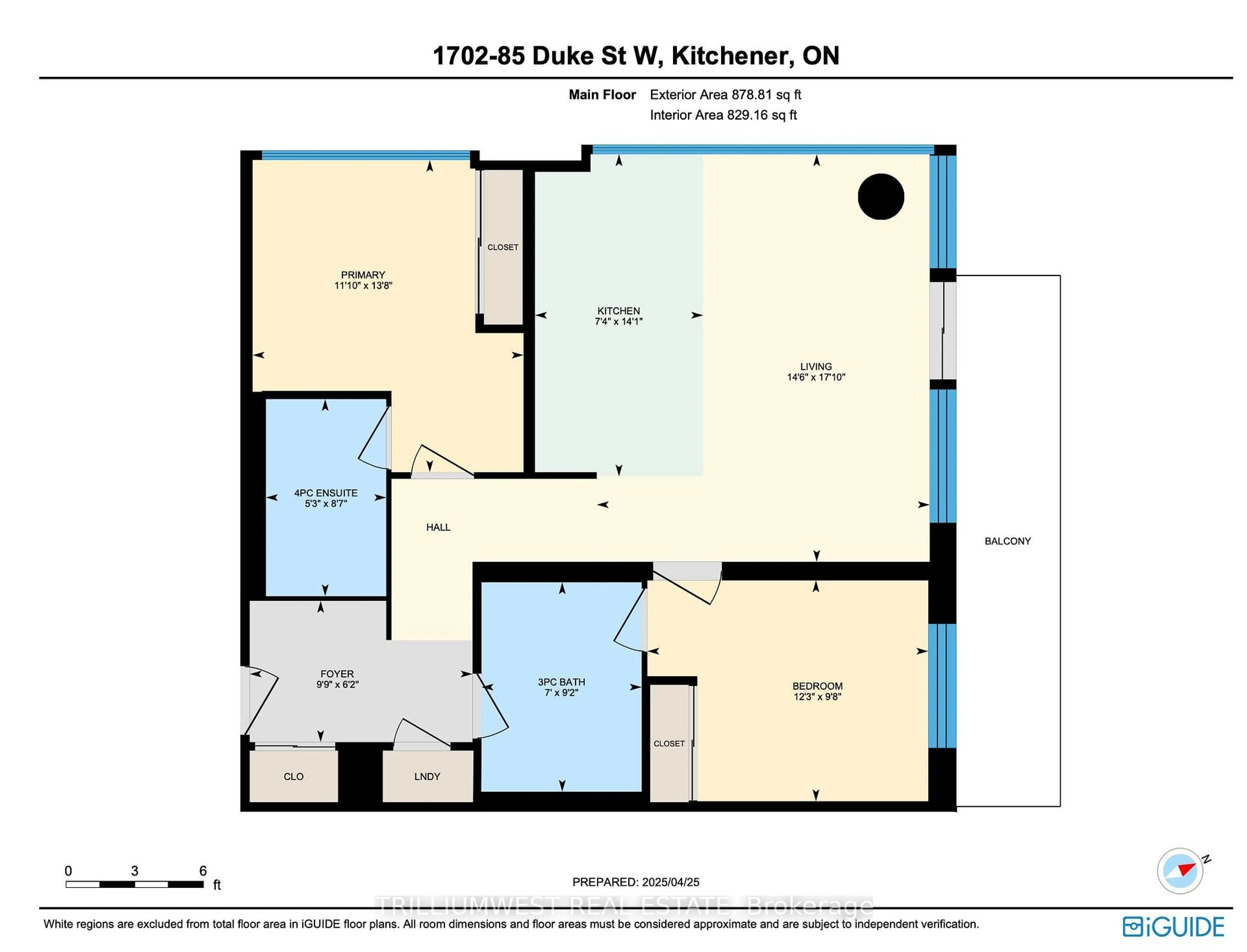 Floor plan for 85 Duke St #1702, Kitchener Ontario N2H 0B7