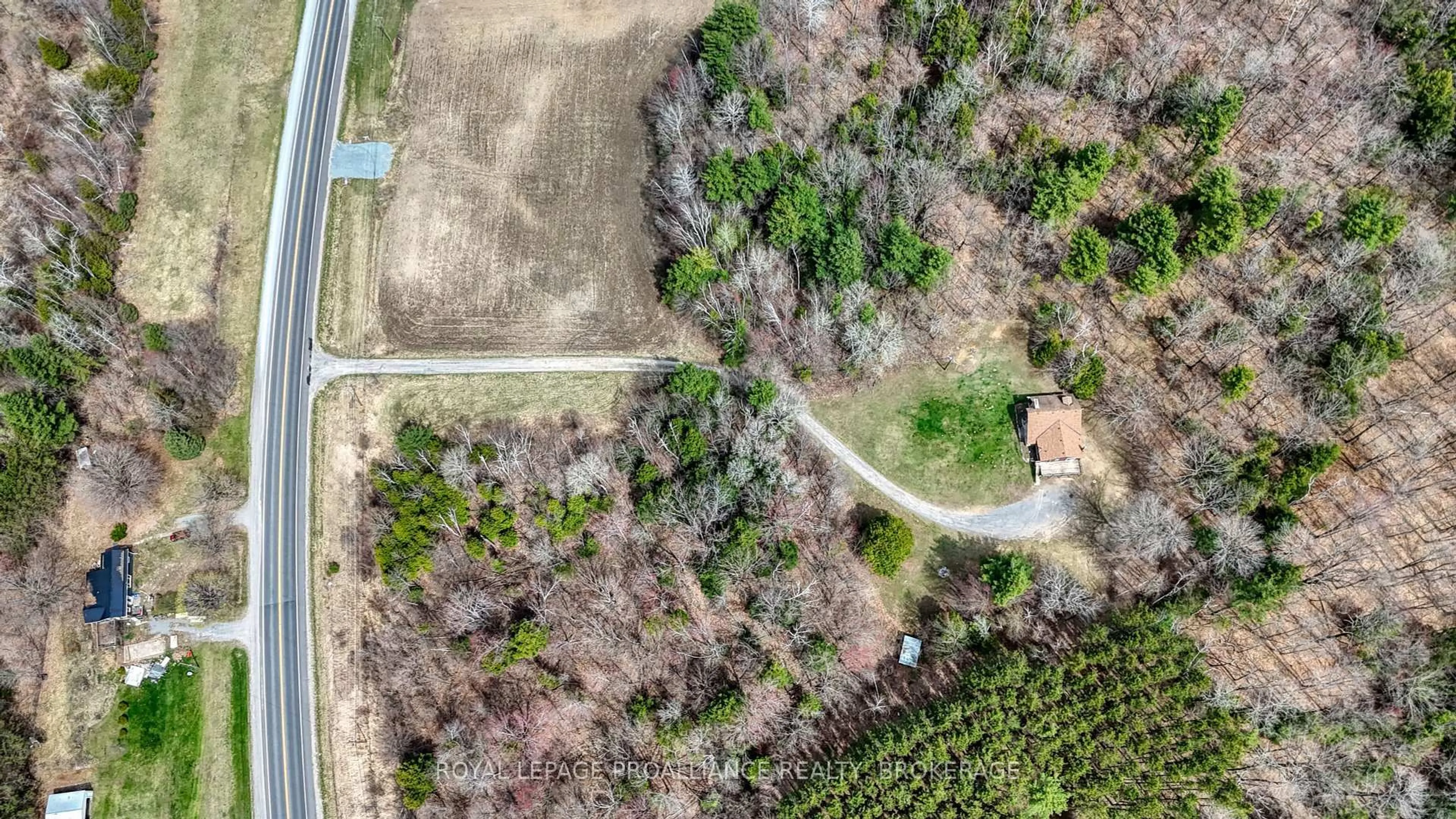 A pic from outside/outdoor area/front of a property/back of a property/a pic from drone, forest/trees view for 7558 Highway 38 N/A, Verona Ontario K0H 2W0