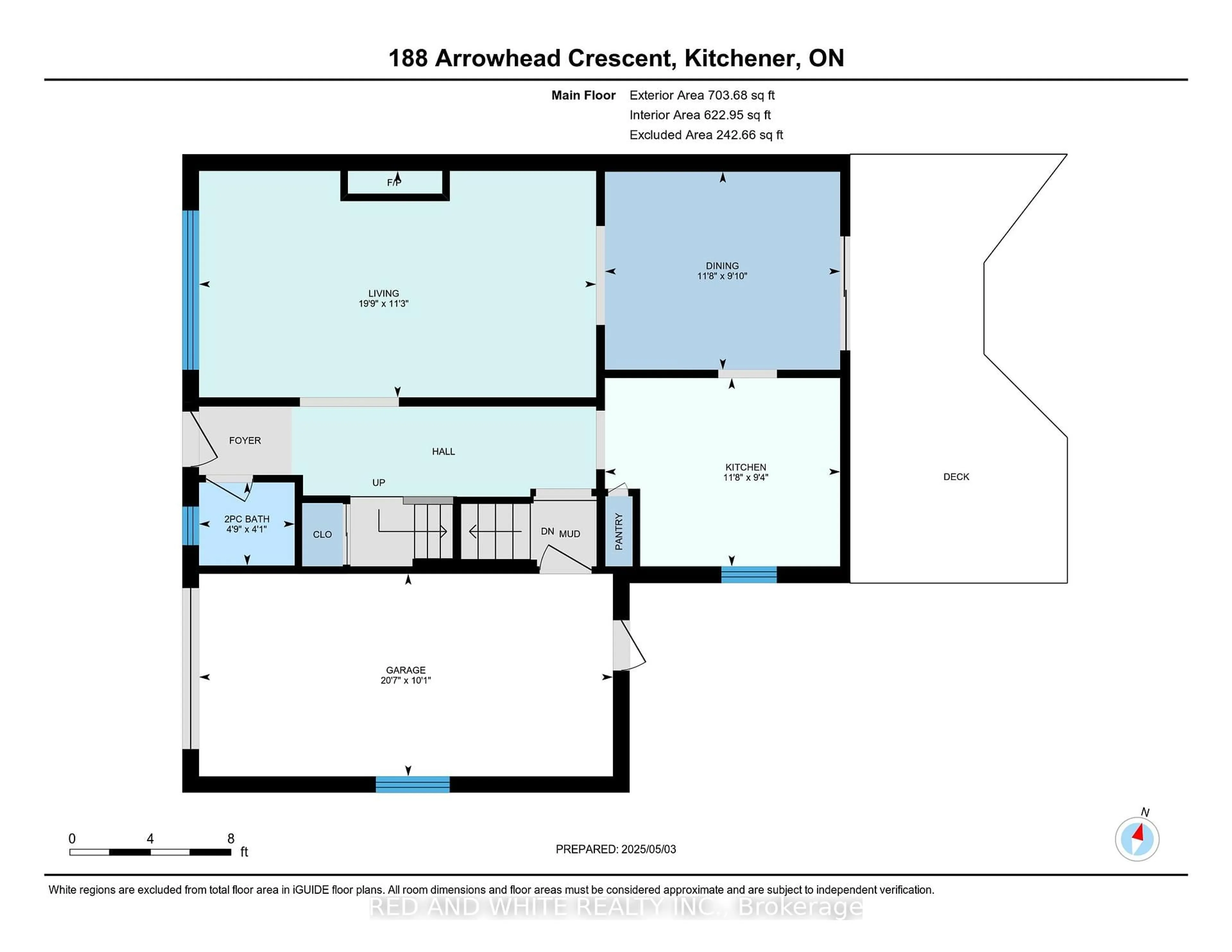 Floor plan for 188 Arrowhead Cres, Kitchener Ontario N2P 1B9