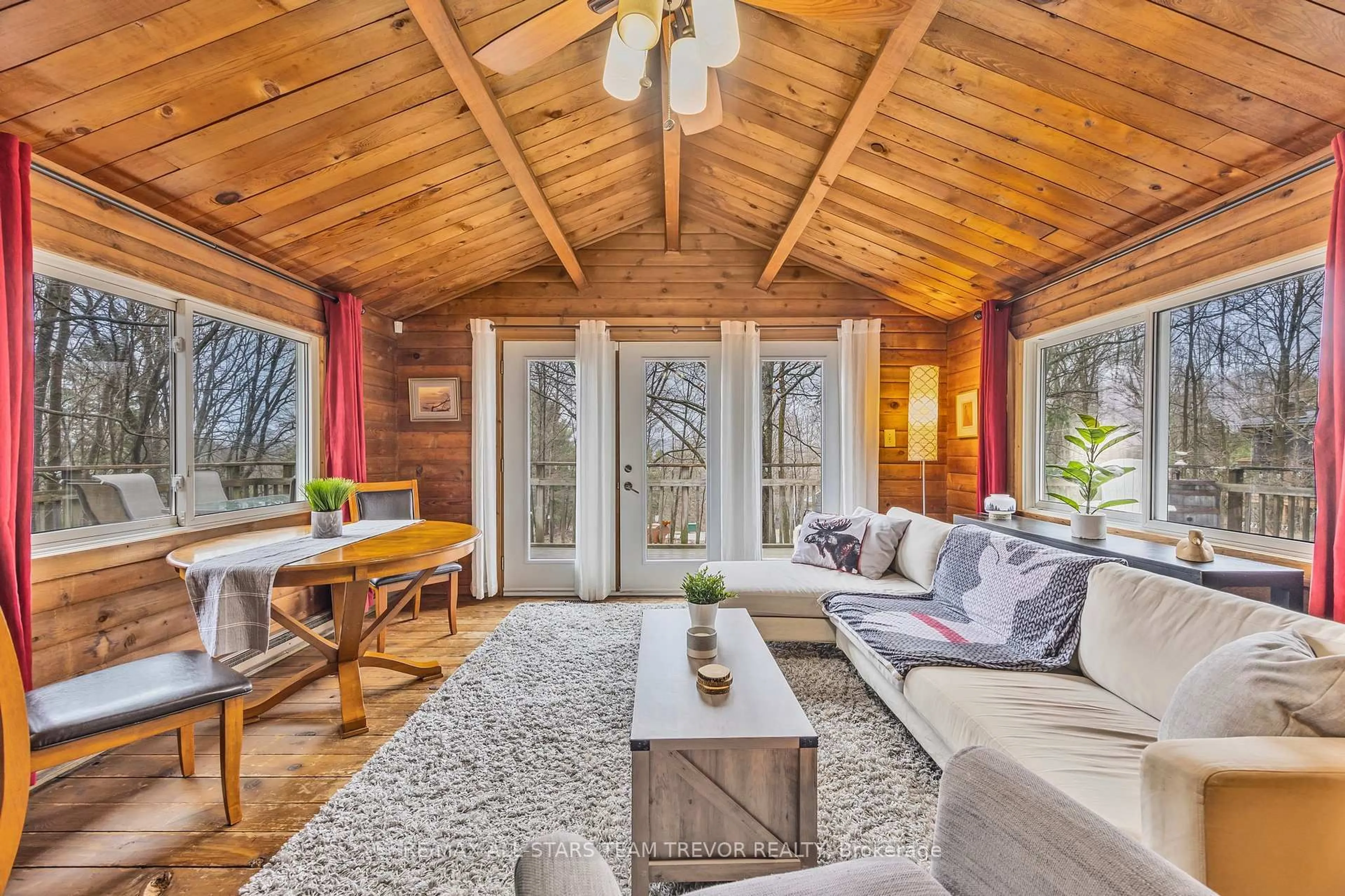 Living room with furniture, wood/laminate floor for 143 Chalet Cres, Huntsville Ontario P1H 1A8