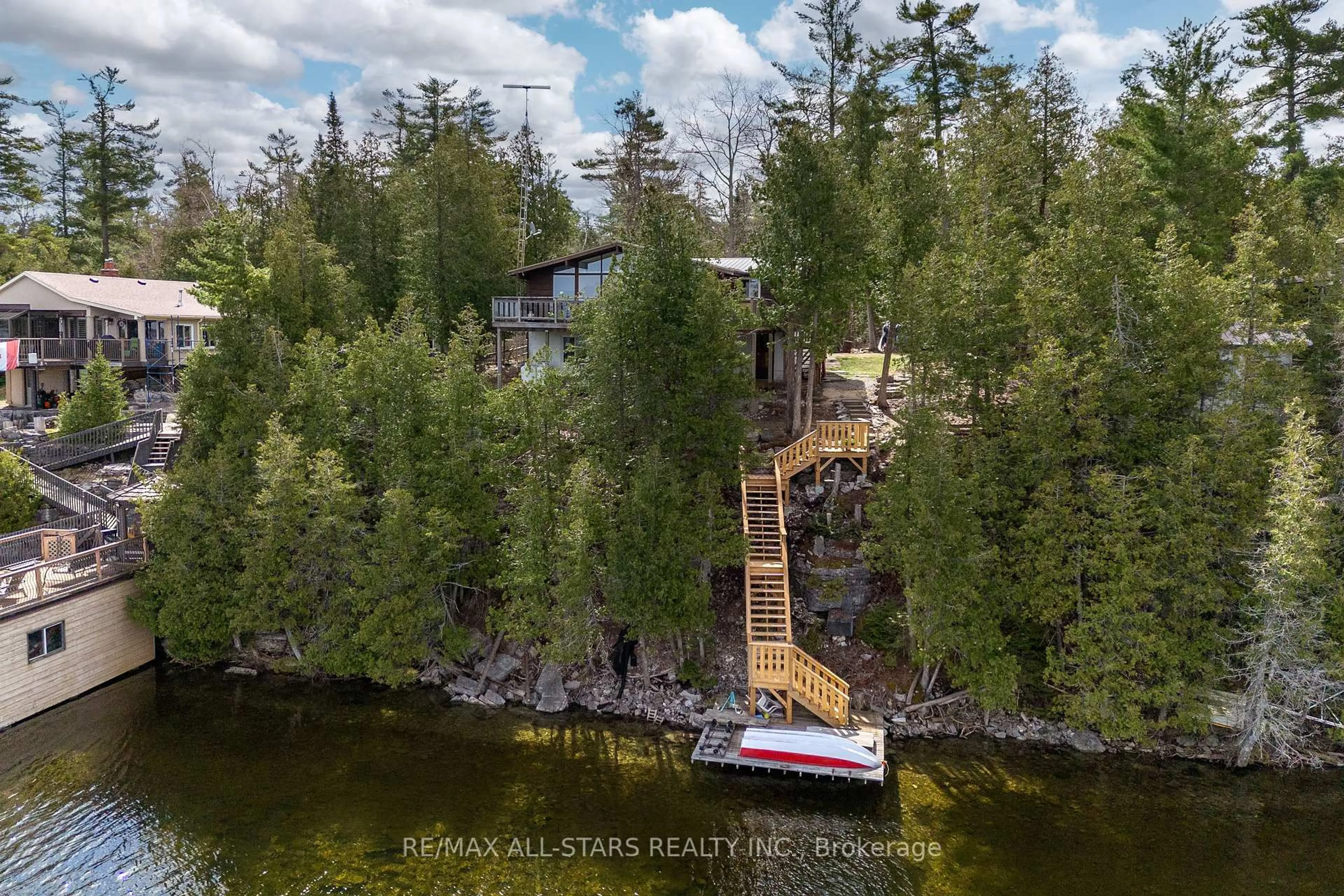 A pic from outside/outdoor area/front of a property/back of a property/a pic from drone, water/lake/river/ocean view for 149 Lakeside Dr, Kawartha Lakes Ontario K0M 1K0