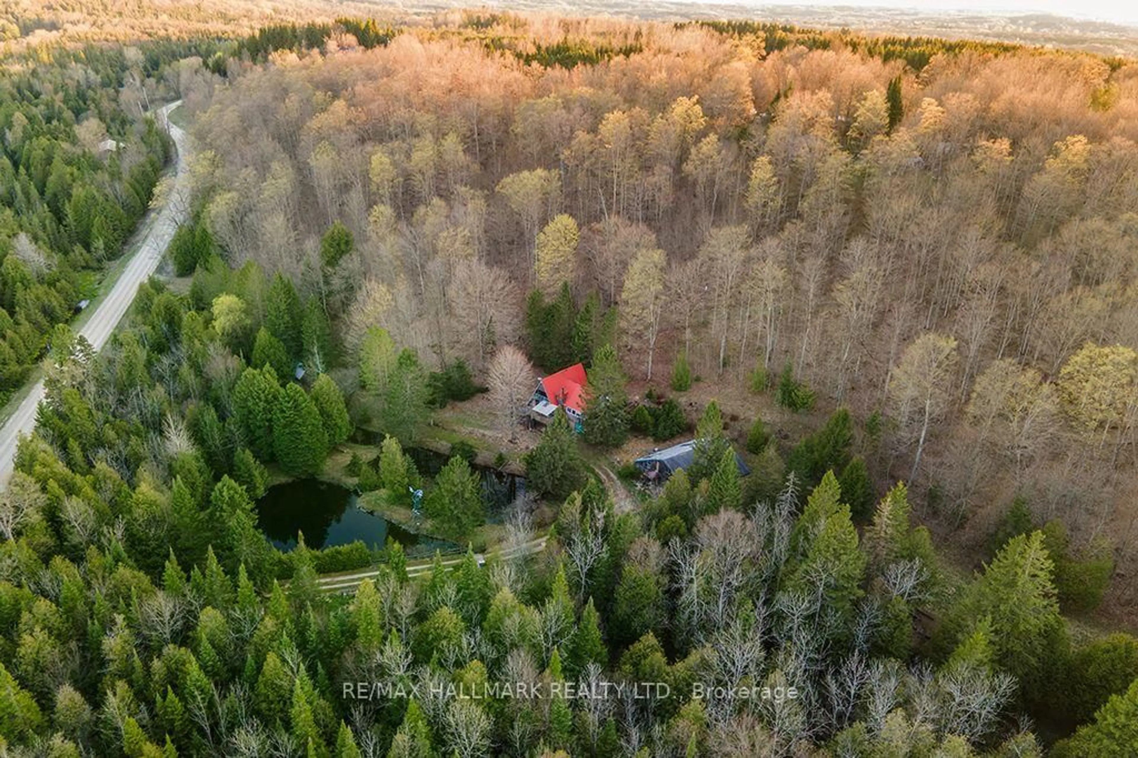 A pic from outside/outdoor area/front of a property/back of a property/a pic from drone, forest/trees view for 340611 4TH CONCESSION B Rd, Grey Highlands Ontario N0C 1E0