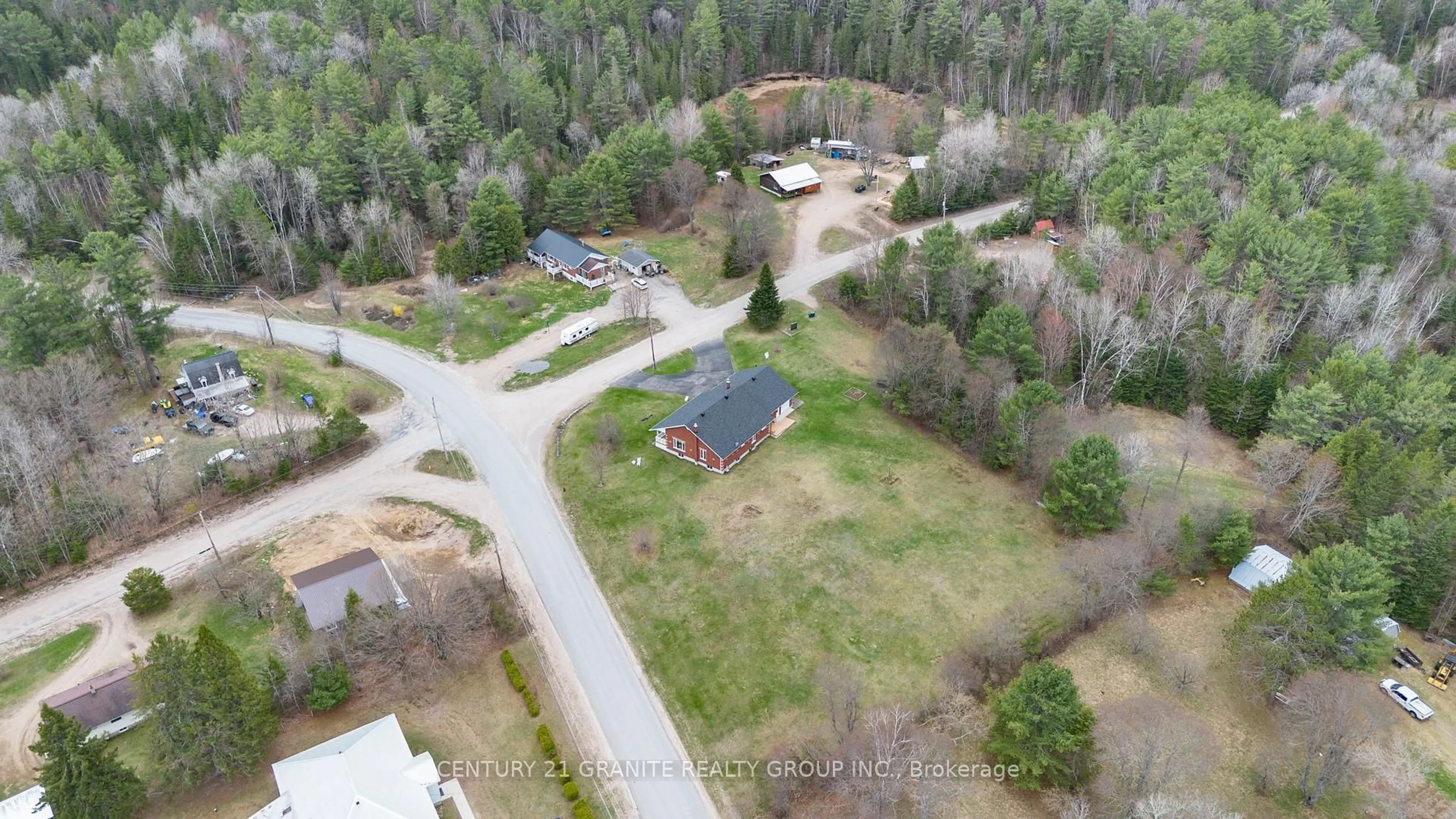 A pic from outside/outdoor area/front of a property/back of a property/a pic from drone, forest/trees view for 6 Stringer Rd, Boulter Ontario K0L 1G0