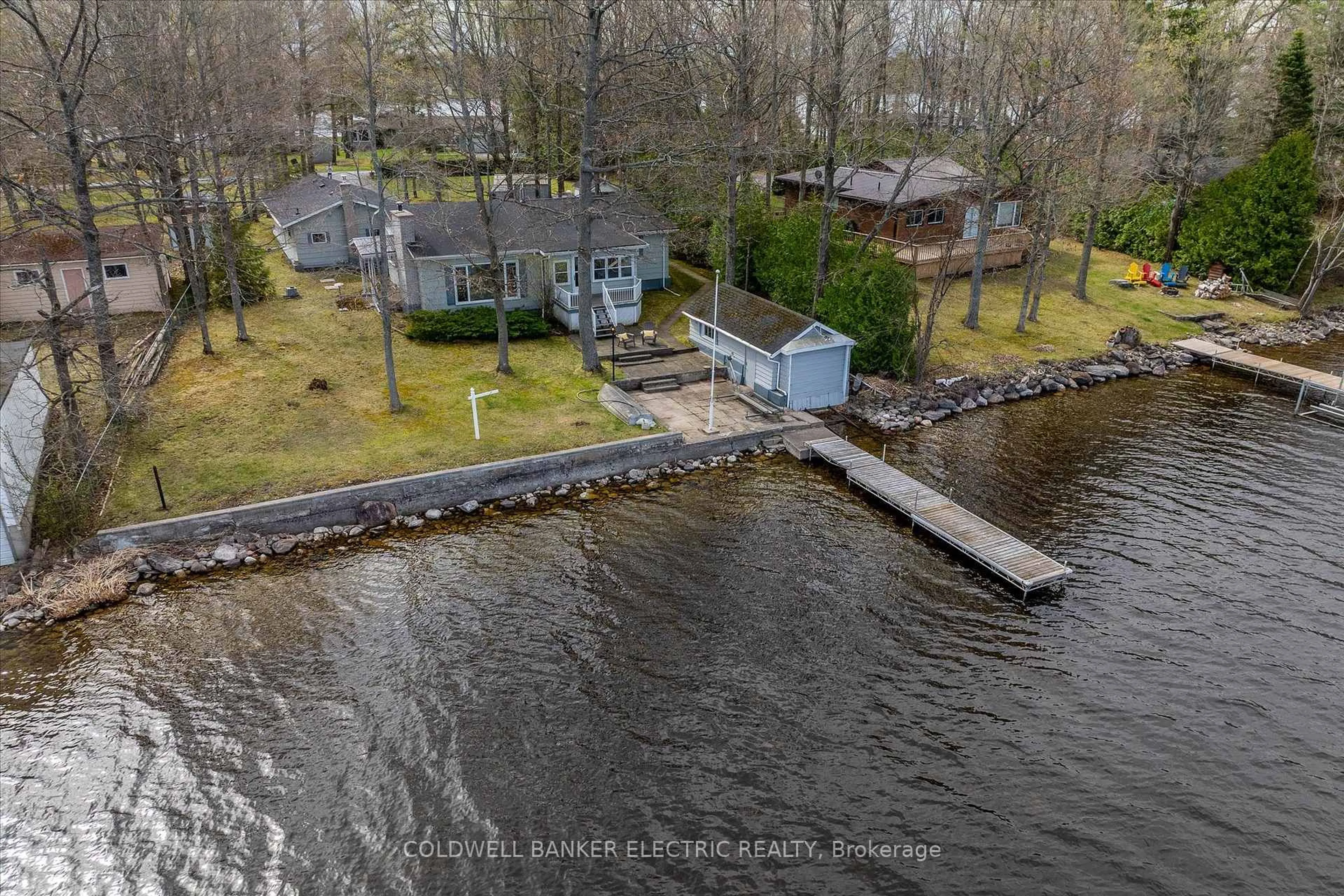 A pic from outside/outdoor area/front of a property/back of a property/a pic from drone, water/lake/river/ocean view for 318 Fothergill Isle N/A, Selwyn Ontario K9J 6X2