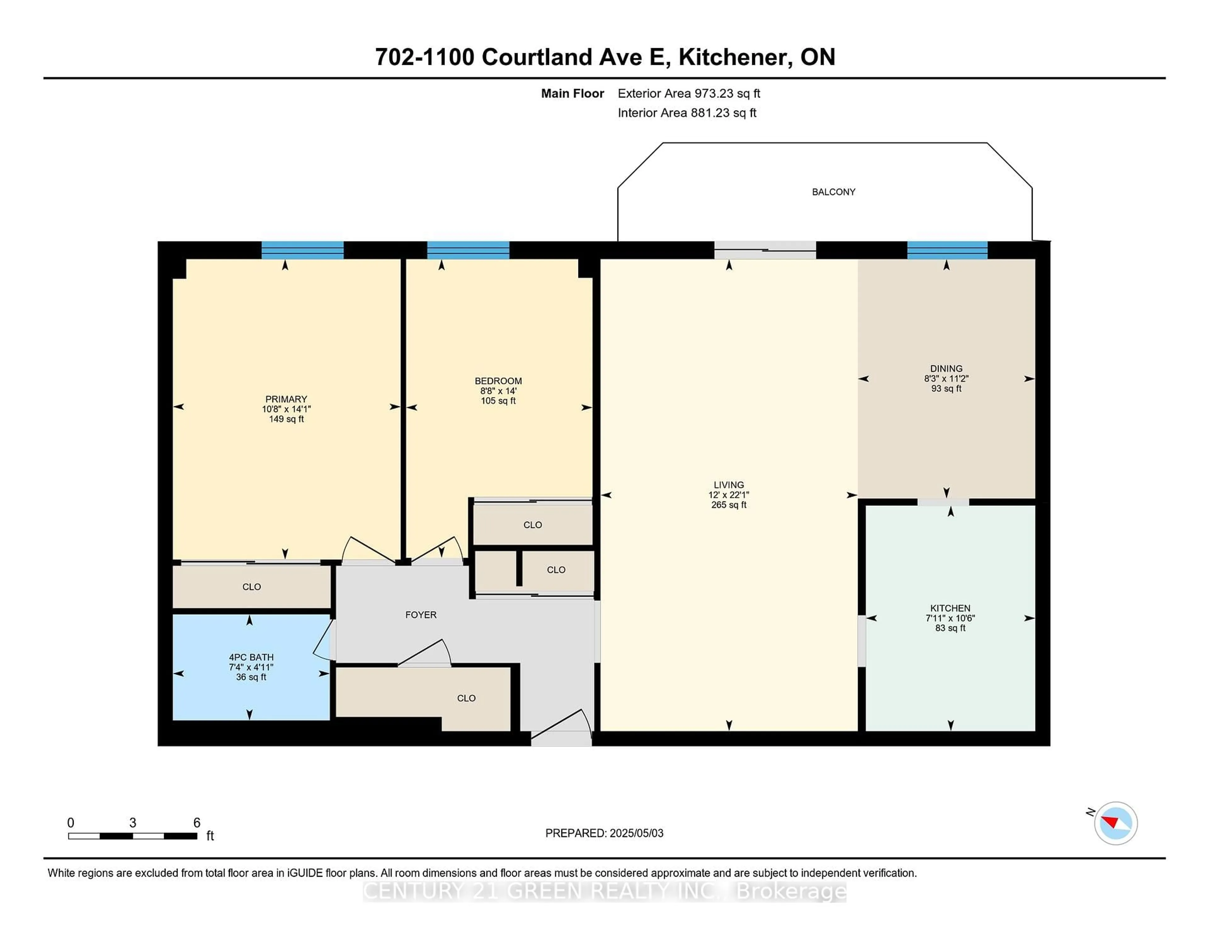 Floor plan for 1100 Courtland Ave #702, Kitchener Ontario N2C 2H9