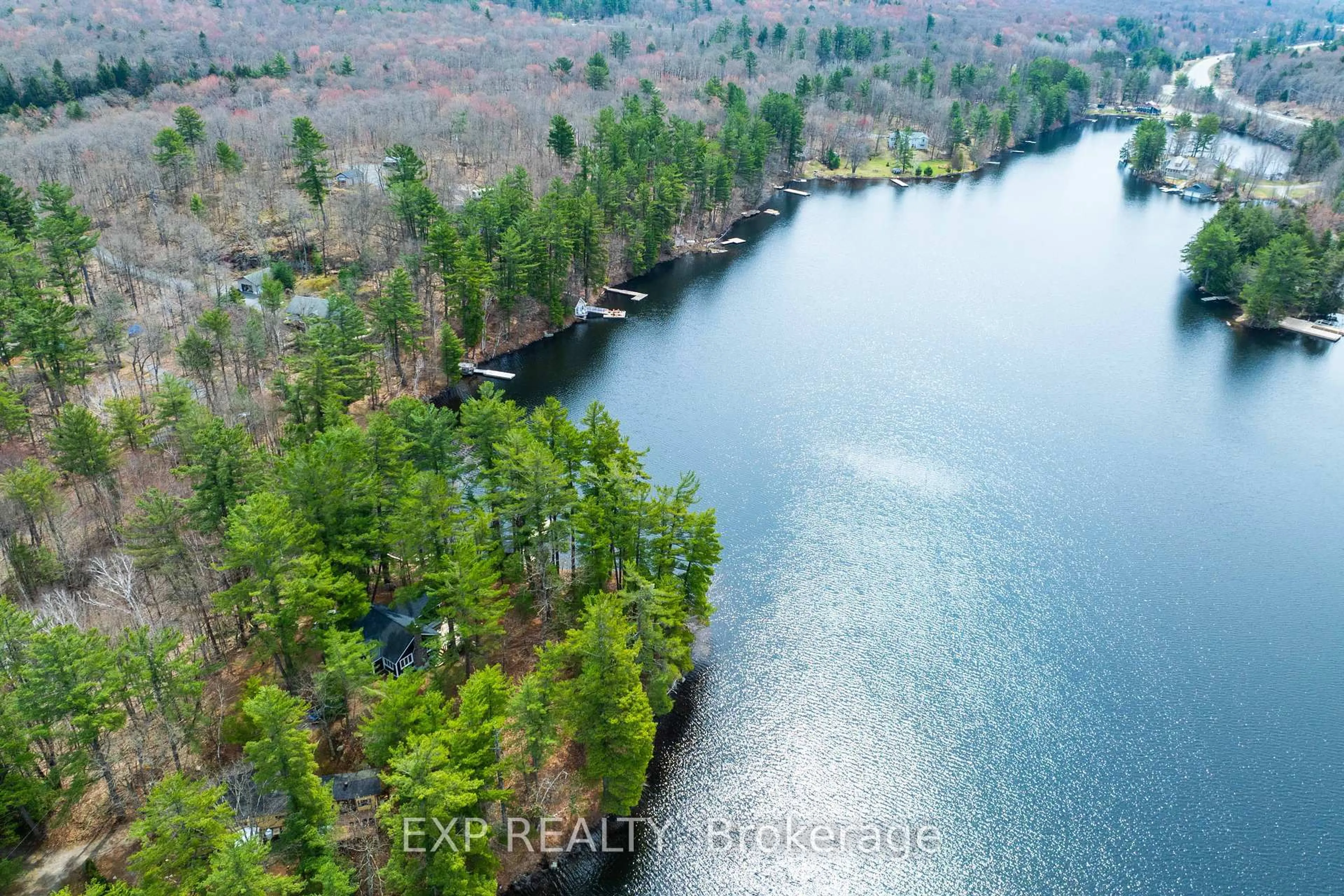 A pic from outside/outdoor area/front of a property/back of a property/a pic from drone, water/lake/river/ocean view for 5B Southwell Dr, Seguin Ontario P2A 2W8