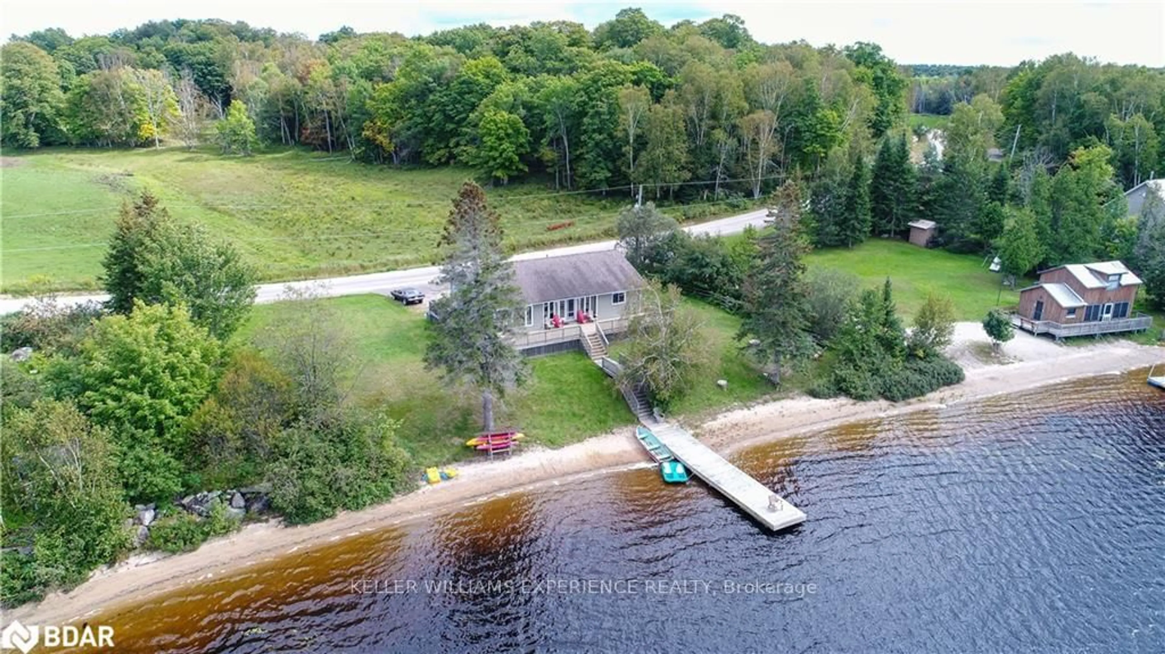 A pic from outside/outdoor area/front of a property/back of a property/a pic from drone, water/lake/river/ocean view for 106 Johnston Rd, Magnetawan Ontario P0A 1P0
