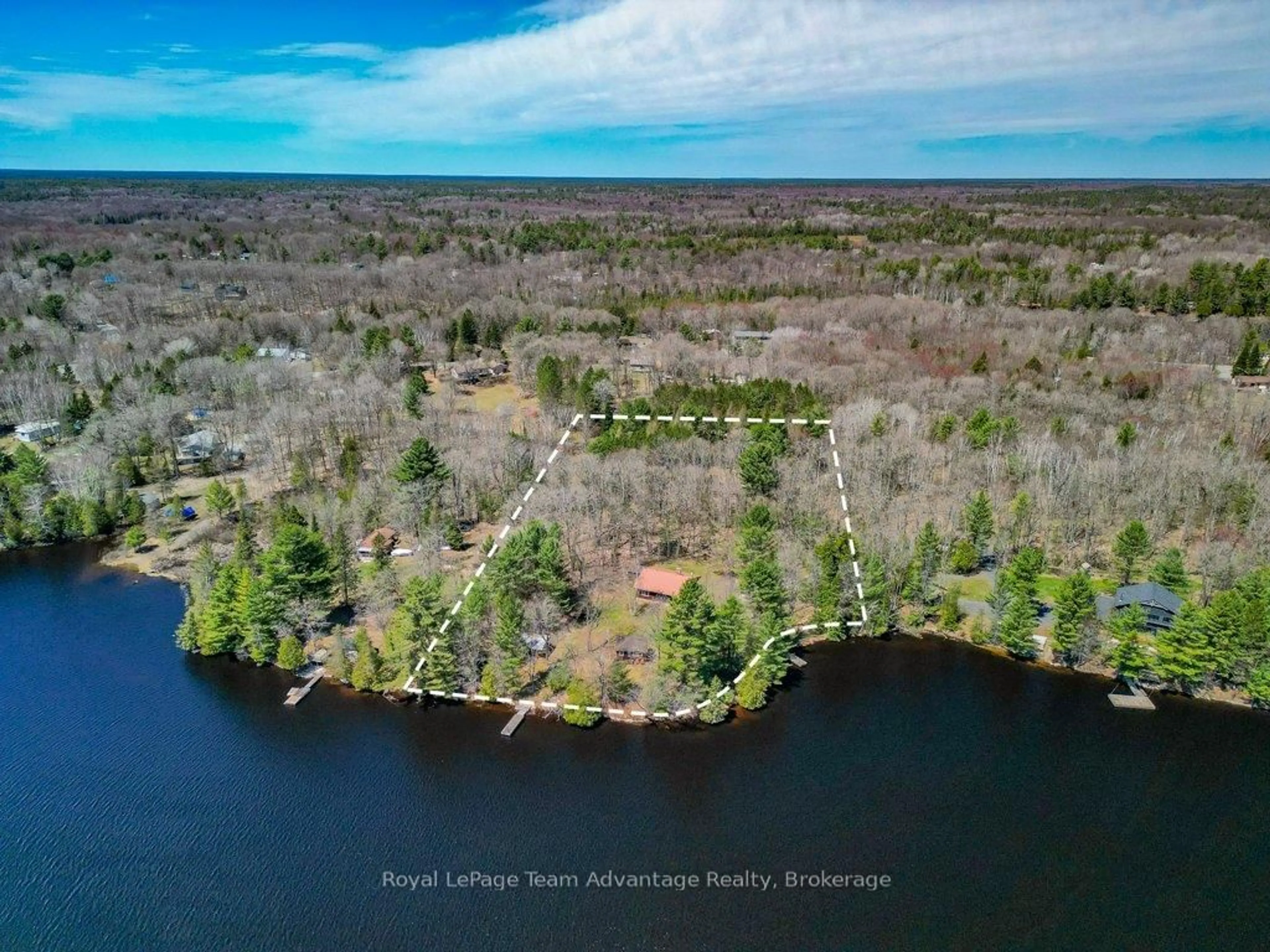 A pic from outside/outdoor area/front of a property/back of a property/a pic from drone, water/lake/river/ocean view for 11 Birch Lane, McDougall Ontario P2A 2W7