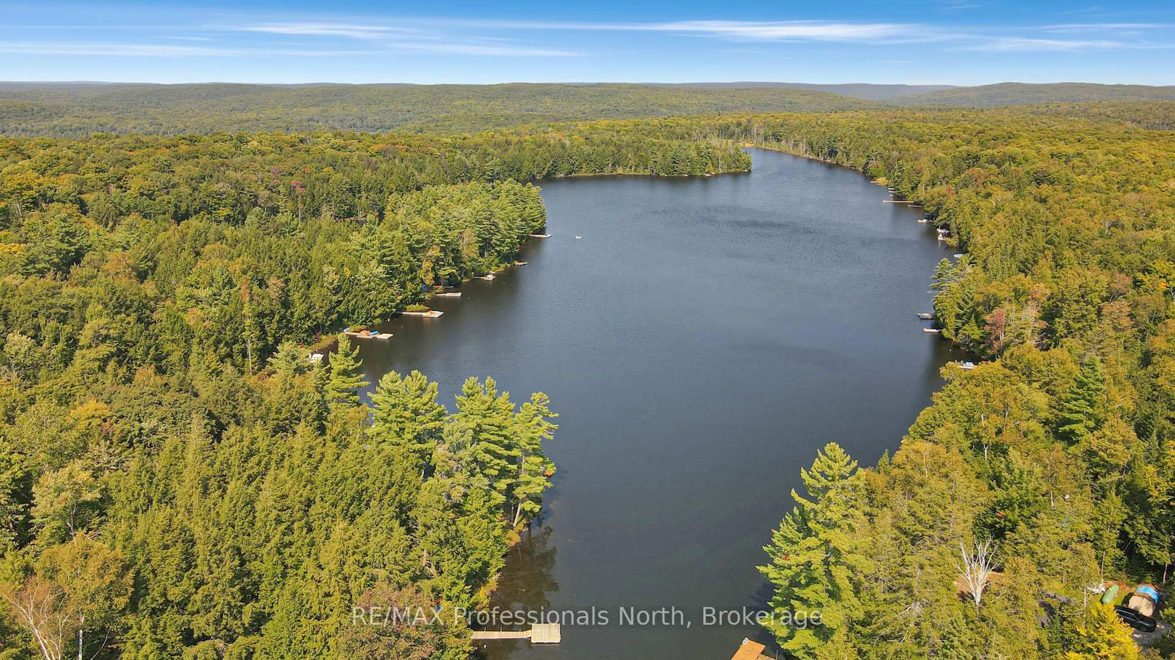 A pic from outside/outdoor area/front of a property/back of a property/a pic from drone, water/lake/river/ocean view for 1192 Charlie George Lake Dr, Dysart et al Ontario K0L 1X0