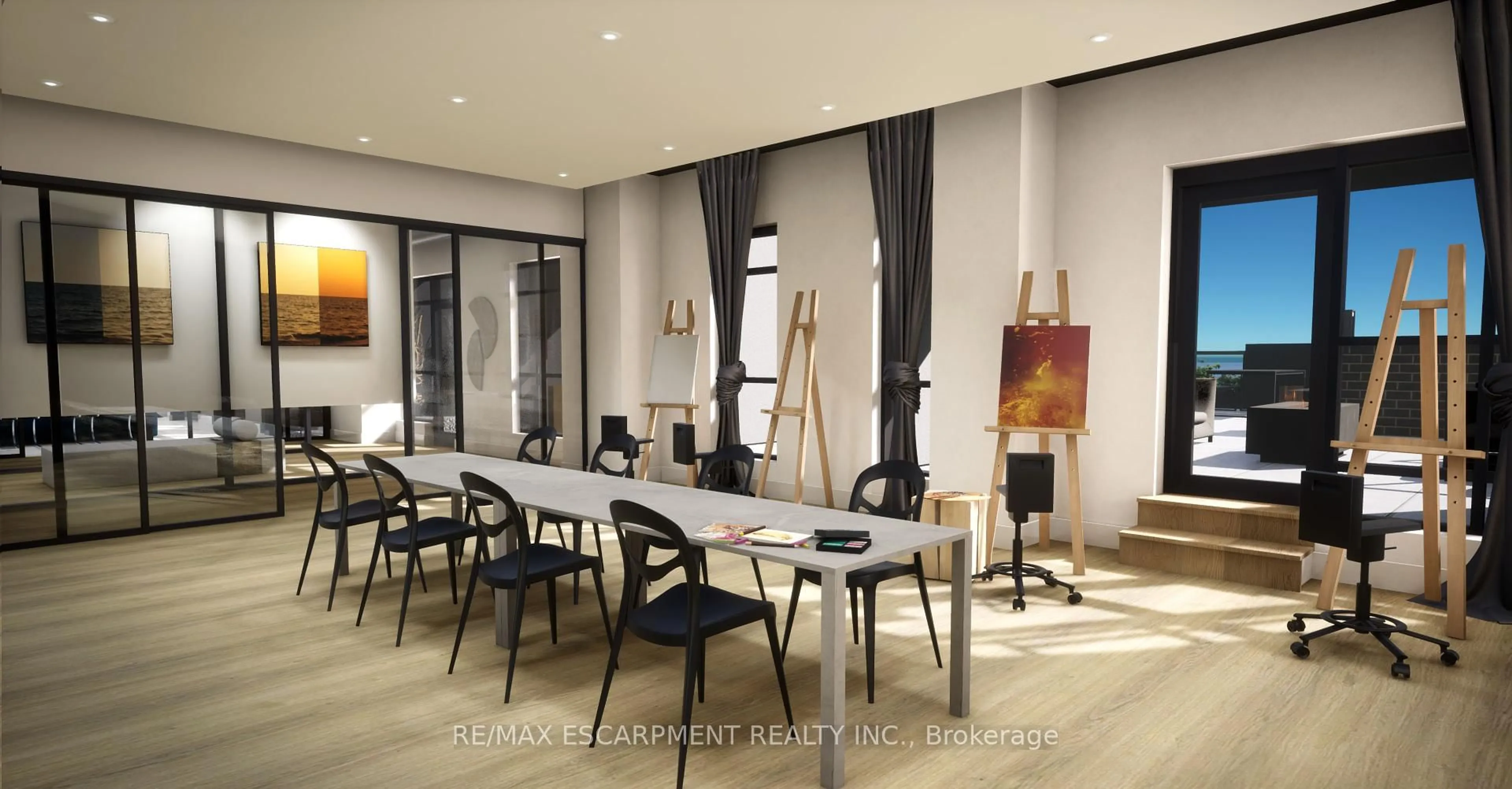 Dining room, wood/laminate floor for 461 Green Rd #1202, Hamilton Ontario L8E 5B4