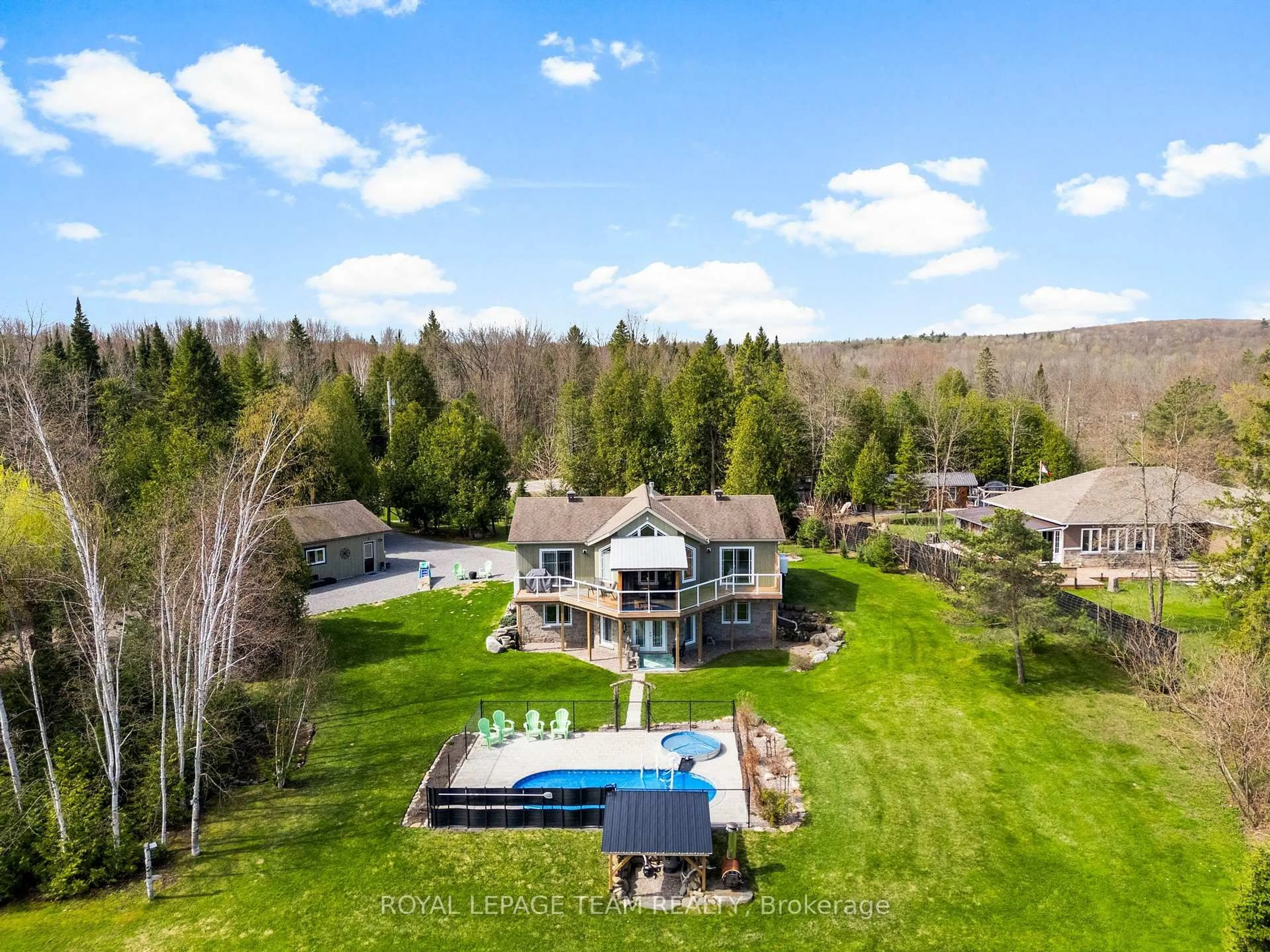 A pic from outside/outdoor area/front of a property/back of a property/a pic from drone, water/lake/river/ocean view for 4372 River Rd, Renfrew Ontario K7V 3Z8