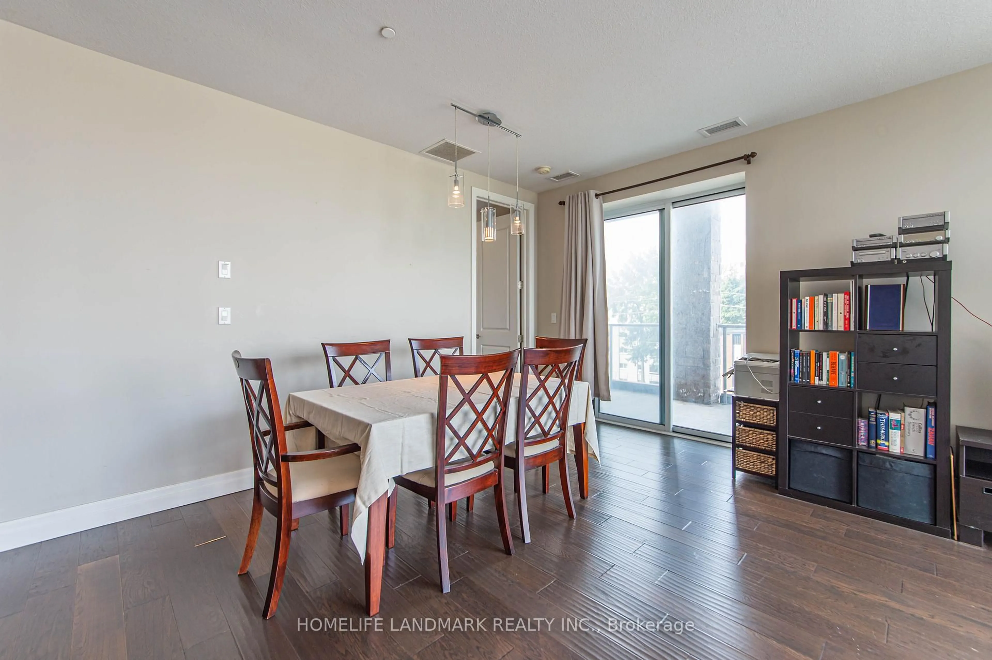 Dining room, wood/laminate floor for 223 Erb St #302, Waterloo Ontario N2L 0B3