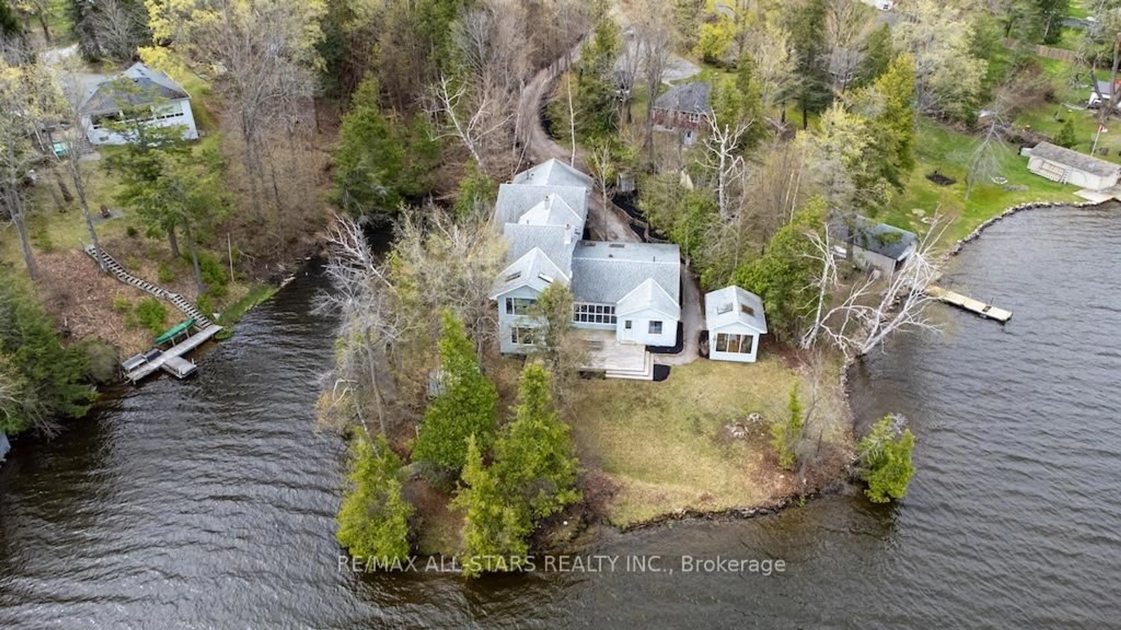 A pic from outside/outdoor area/front of a property/back of a property/a pic from drone, water/lake/river/ocean view for 128 Maryland Dr, Selwyn Ontario K9T 6X3