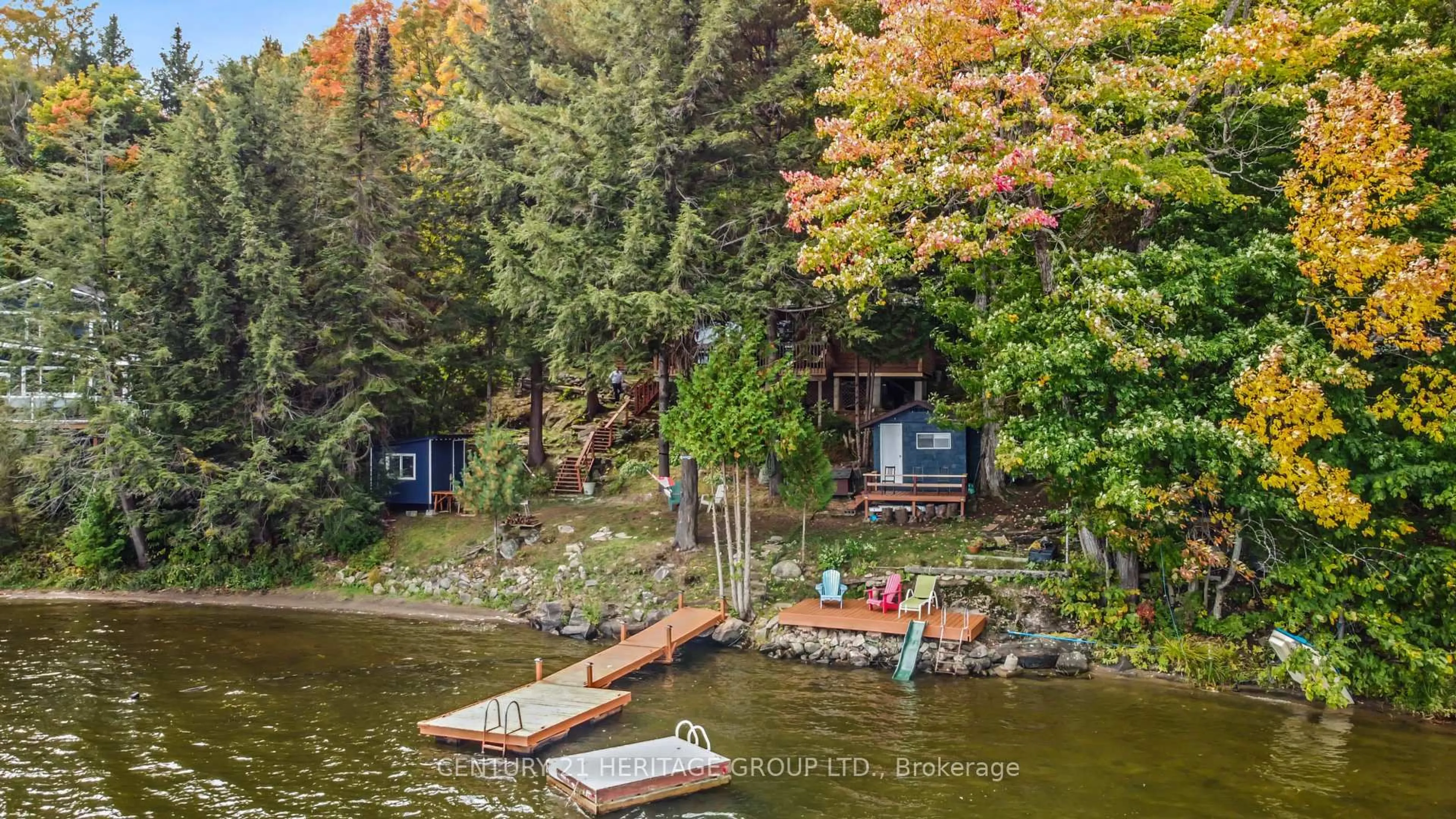 A pic from outside/outdoor area/front of a property/back of a property/a pic from drone, water/lake/river/ocean view for 1464 North Shore Rd, Muskoka Lakes Ontario P0B 1M0