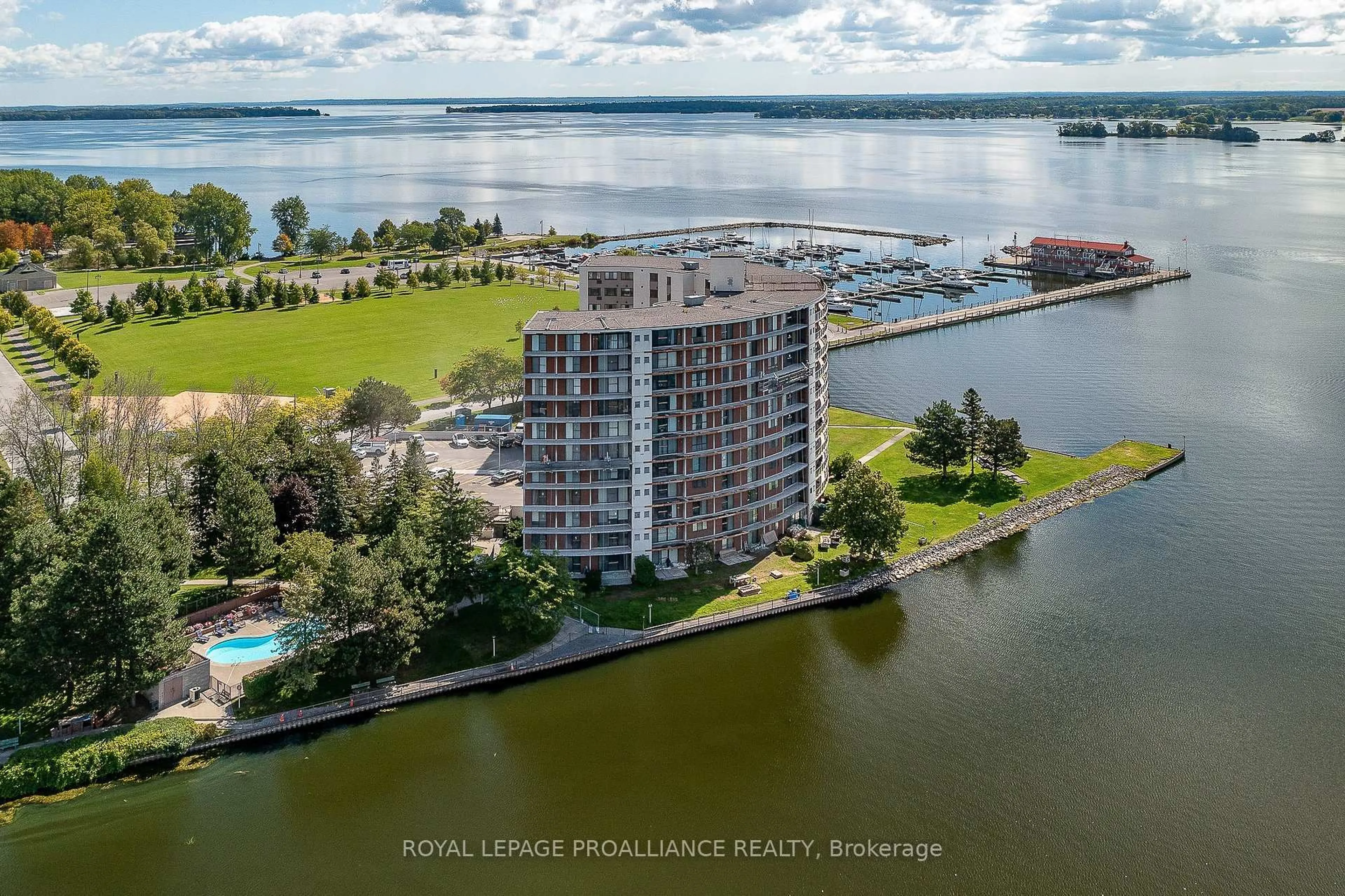 A pic from outside/outdoor area/front of a property/back of a property/a pic from drone, water/lake/river/ocean view for 2 South Front St #301, Belleville Ontario K8N 5K7