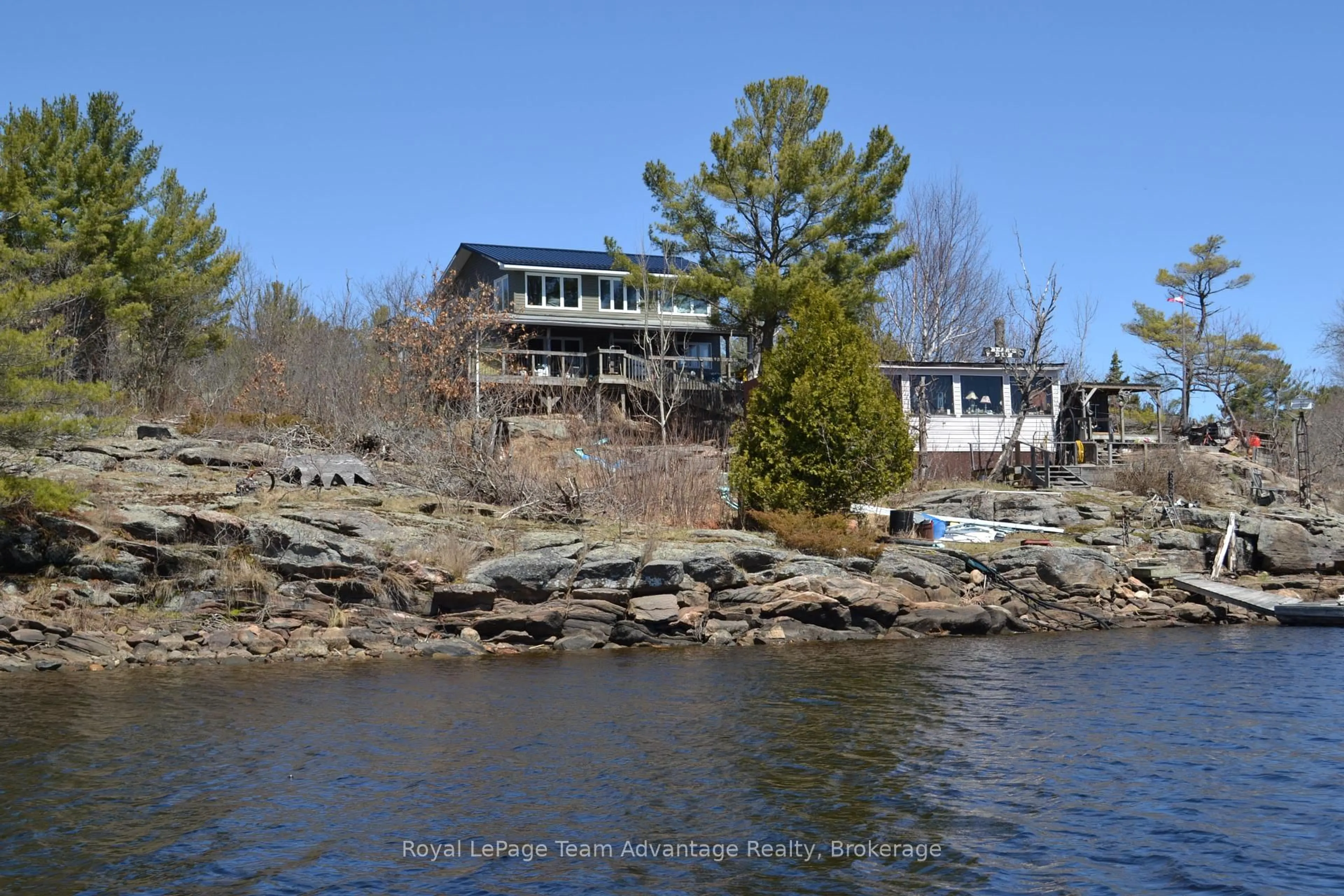 A pic from outside/outdoor area/front of a property/back of a property/a pic from drone, water/lake/river/ocean view for 25 A 27 Island N/A, The Archipelago Ontario P0G 1K0