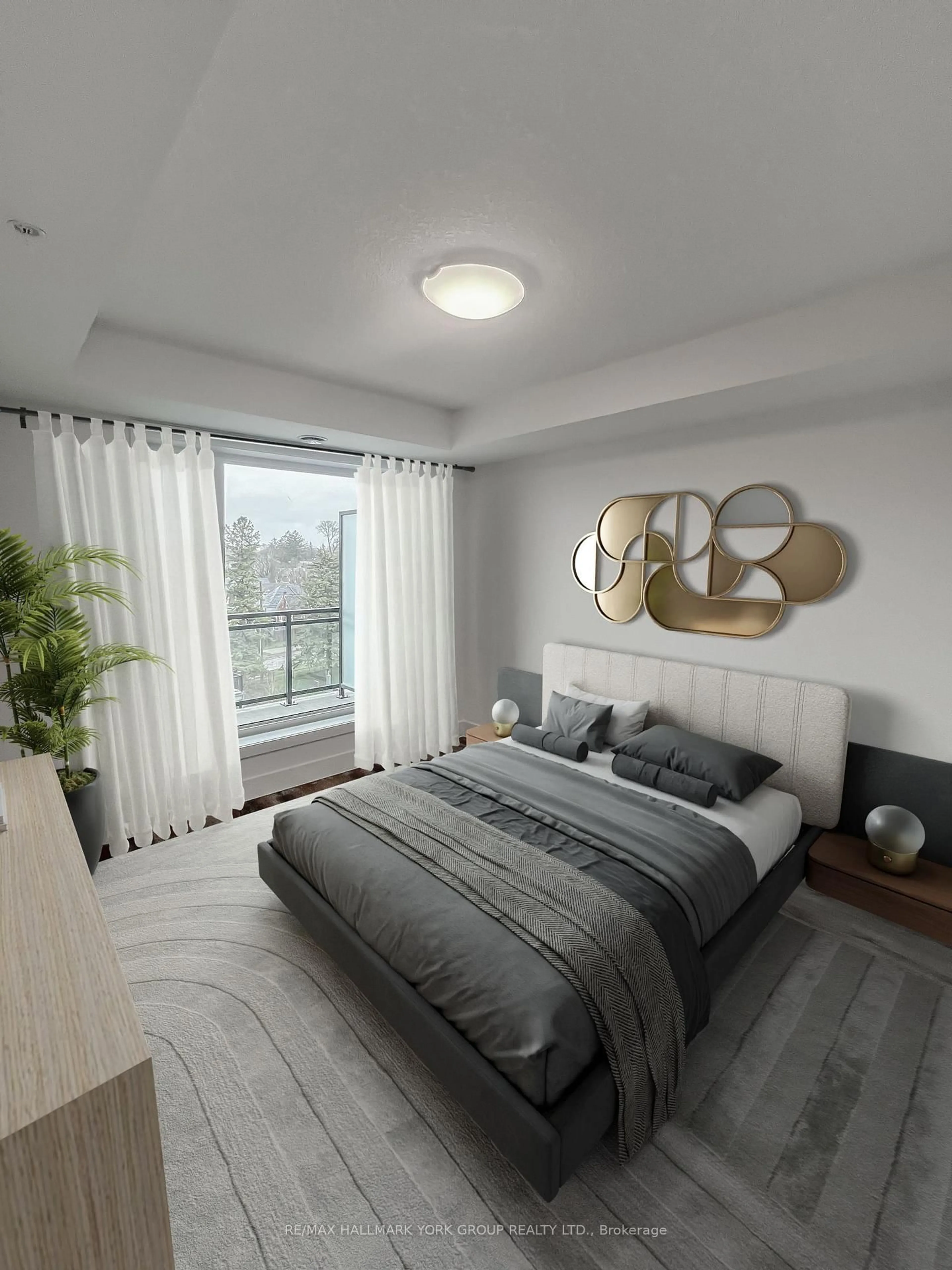 Bedroom with bed, wood/laminate floor for 107 ROGERS St #501, Waterloo Ontario N2J 0G3