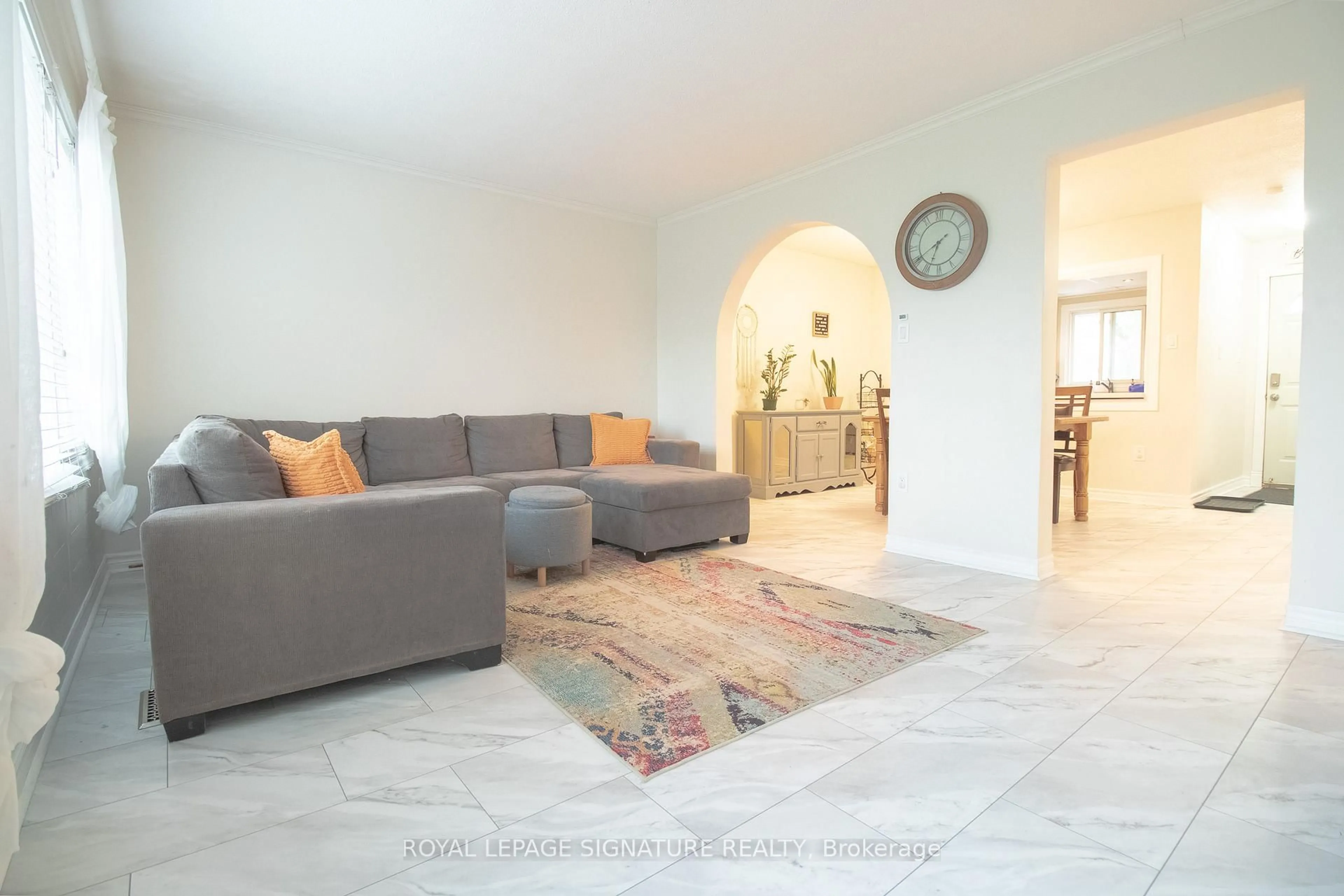 Living room with furniture, ceramic/tile floor for 10 Angus Rd #132, Hamilton Ontario L8K 6K3