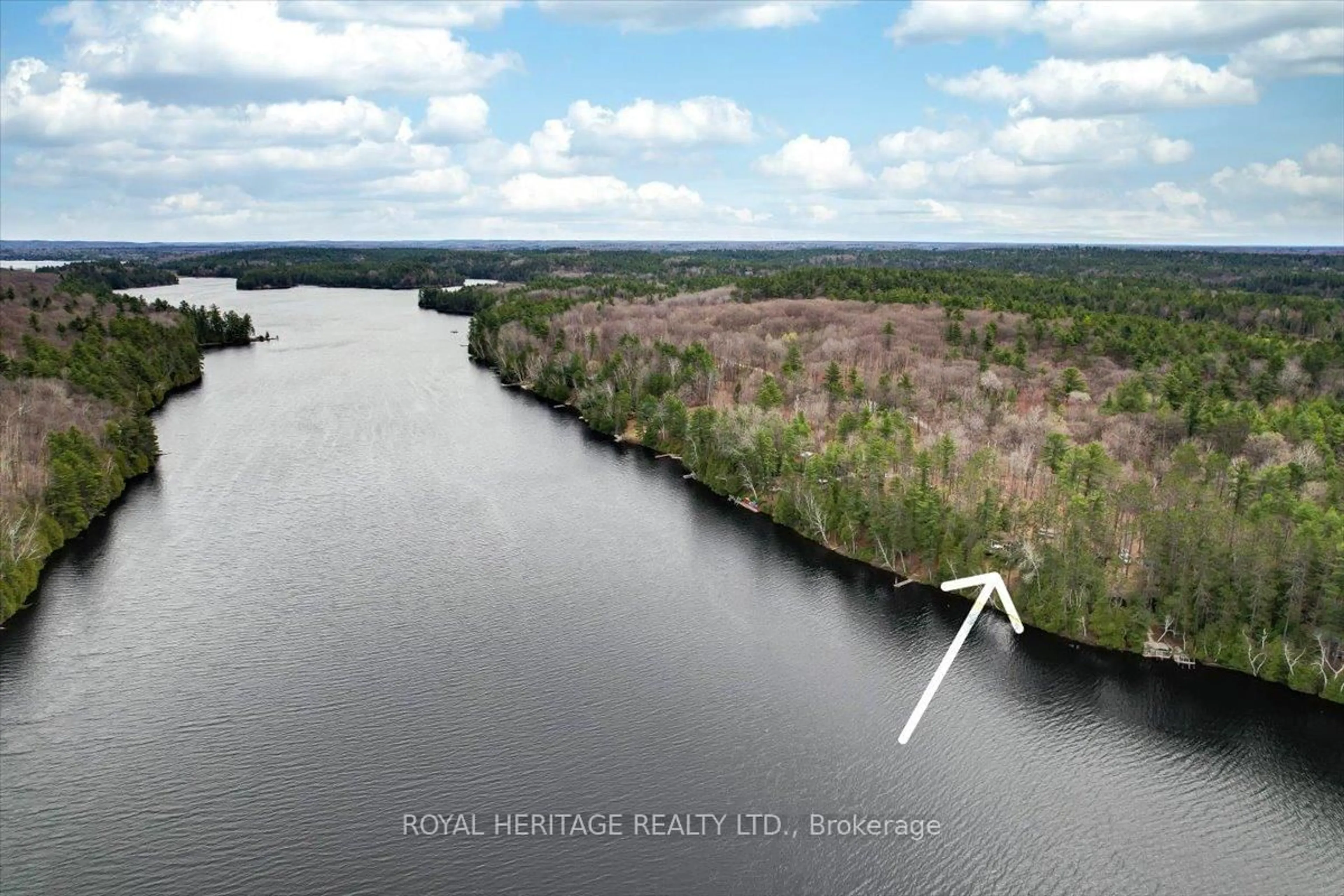 A pic from outside/outdoor area/front of a property/back of a property/a pic from drone, water/lake/river/ocean view for 2361B Shawenegog Lake Lane, Cloyne Ontario K0H 1K0