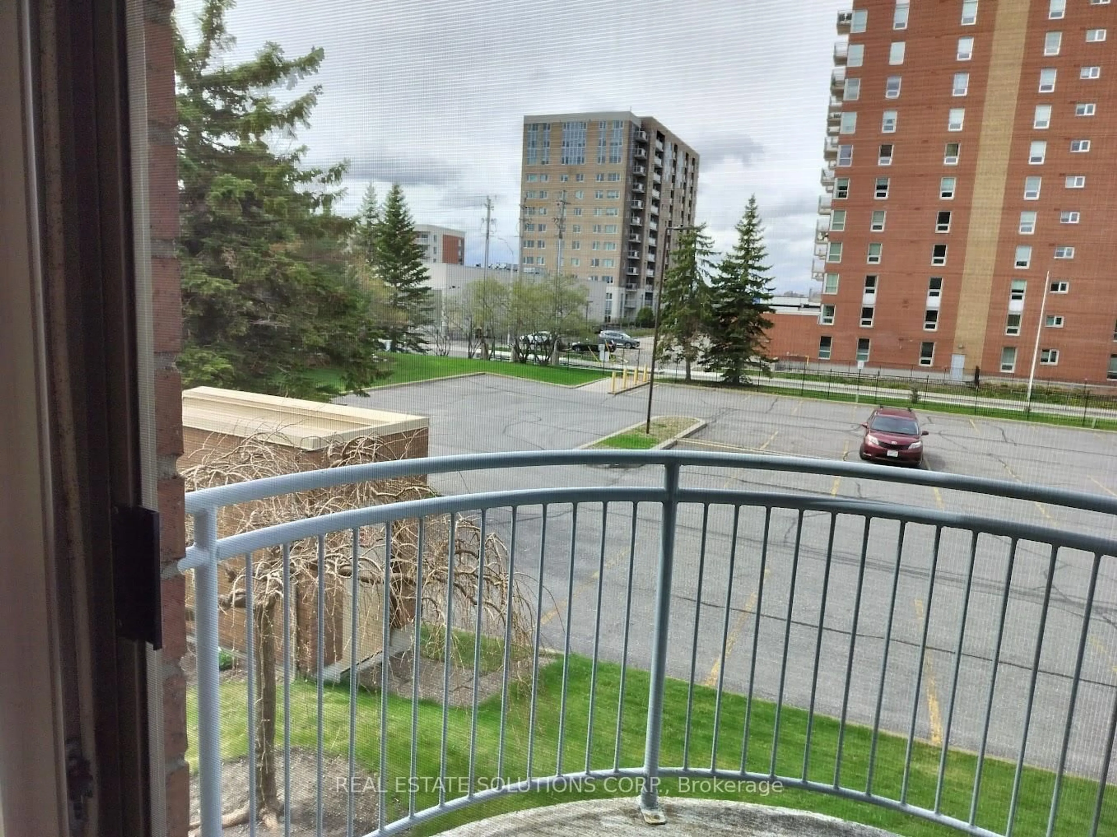 Balcony in the apartment, city buildings view from balcony for 100 Grant Carman Dr #214, Ottawa Ontario K2E 8B8