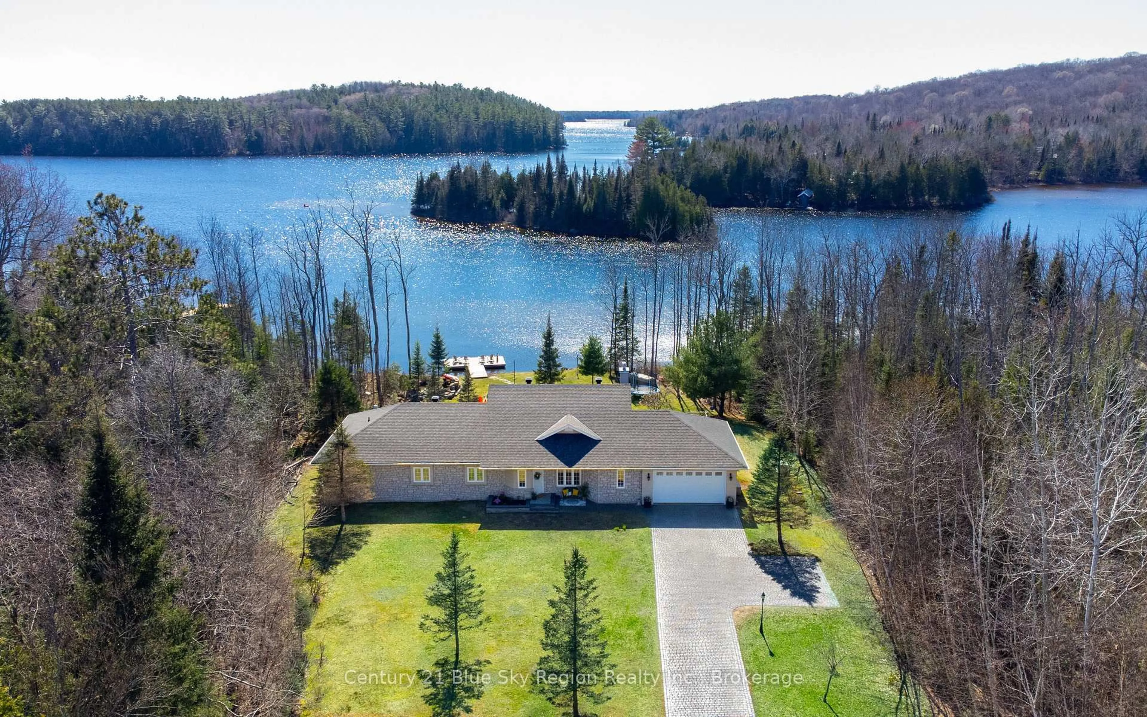 A pic from outside/outdoor area/front of a property/back of a property/a pic from drone, water/lake/river/ocean view for 2295 Northshore Rd, North Bay Ontario P1B 8G4