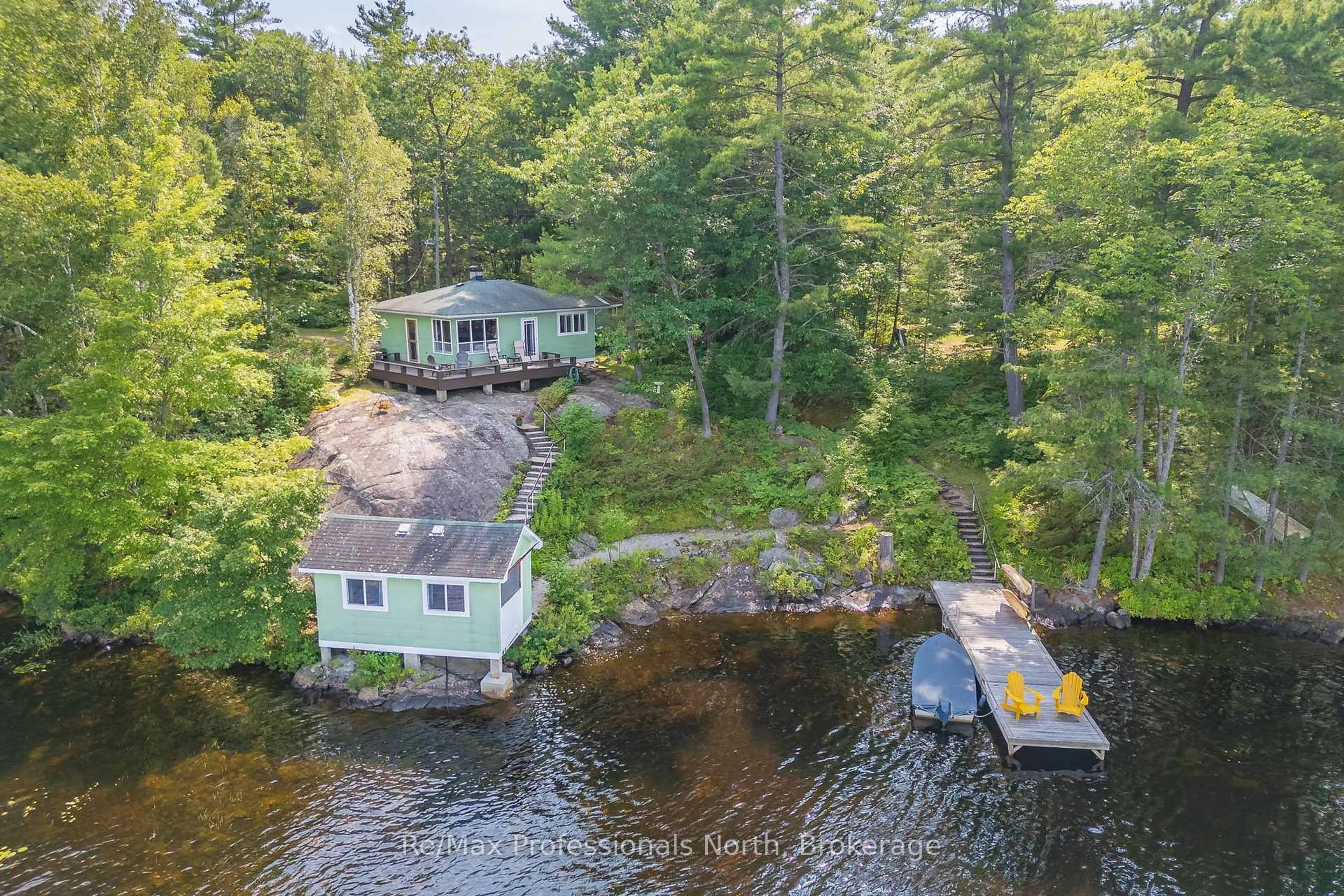 A pic from outside/outdoor area/front of a property/back of a property/a pic from drone, water/lake/river/ocean view for 1020 Road 2000 N/A, Gravenhurst Ontario P0E 1G0