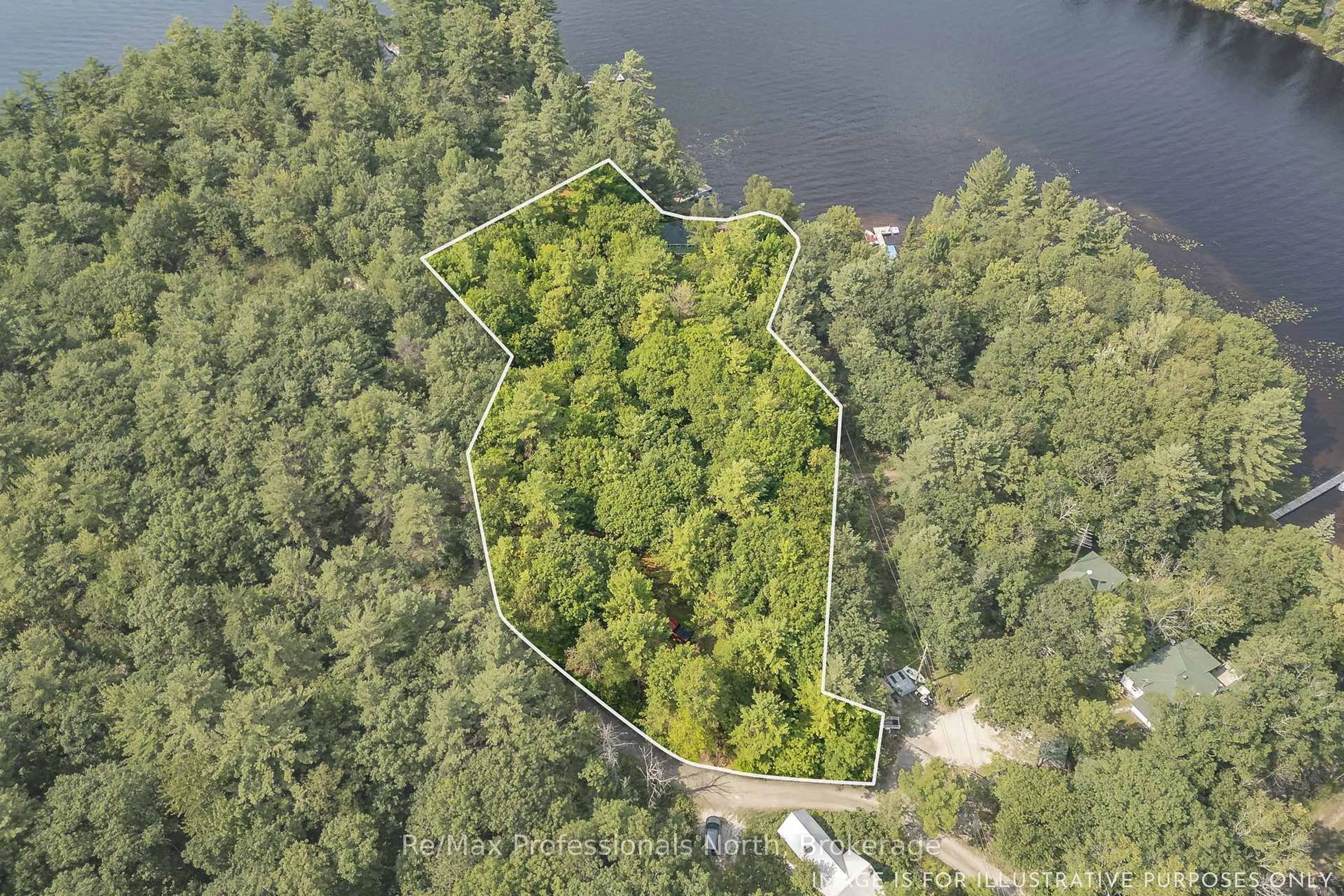 A pic from outside/outdoor area/front of a property/back of a property/a pic from drone, water/lake/river/ocean view for 1020 Road 2000 N/A, Gravenhurst Ontario P0E 1G0