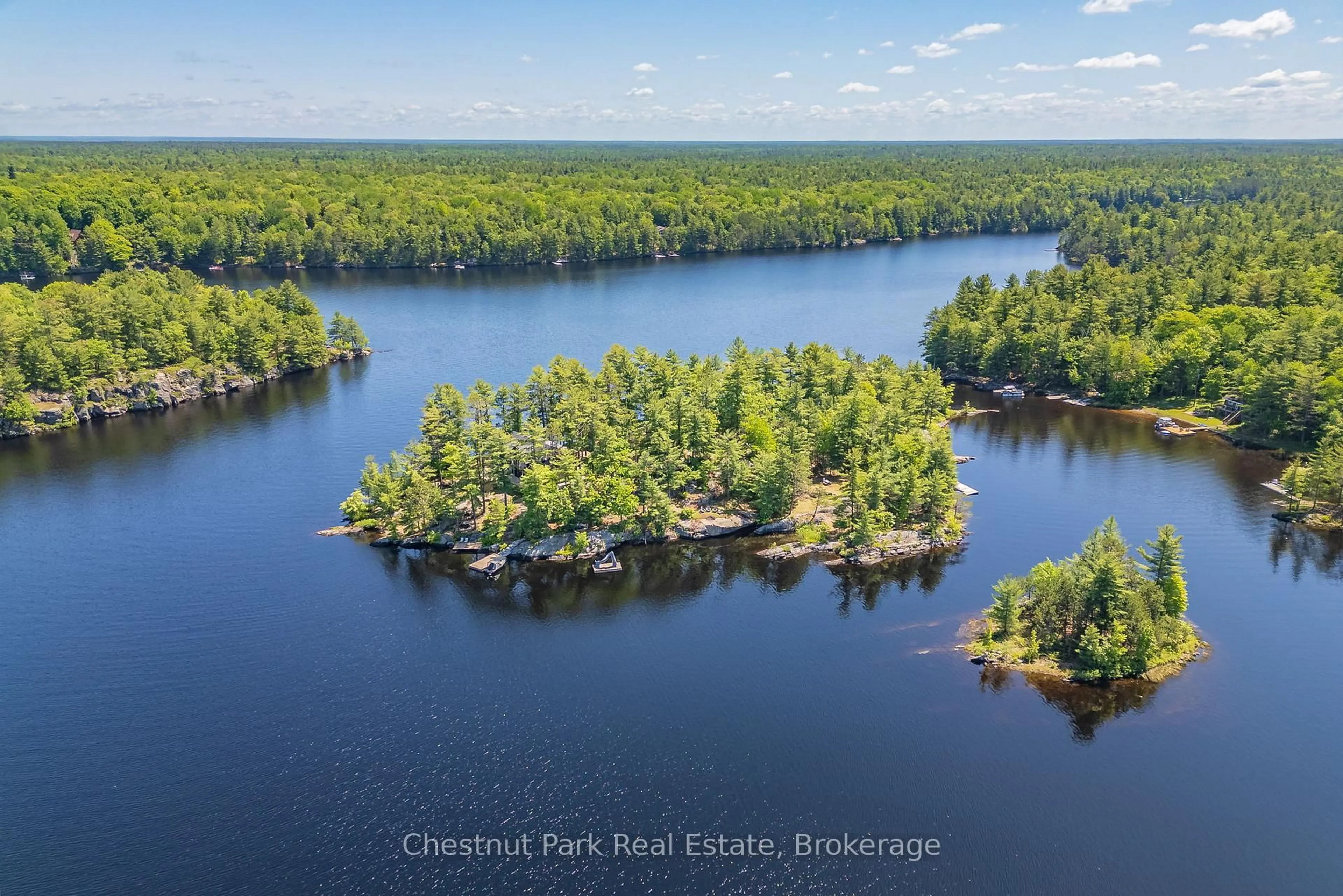A pic from outside/outdoor area/front of a property/back of a property/a pic from drone, water/lake/river/ocean view for 1 NINE MILE ISLAND N/A, Muskoka Lakes Ontario P0C 1M0
