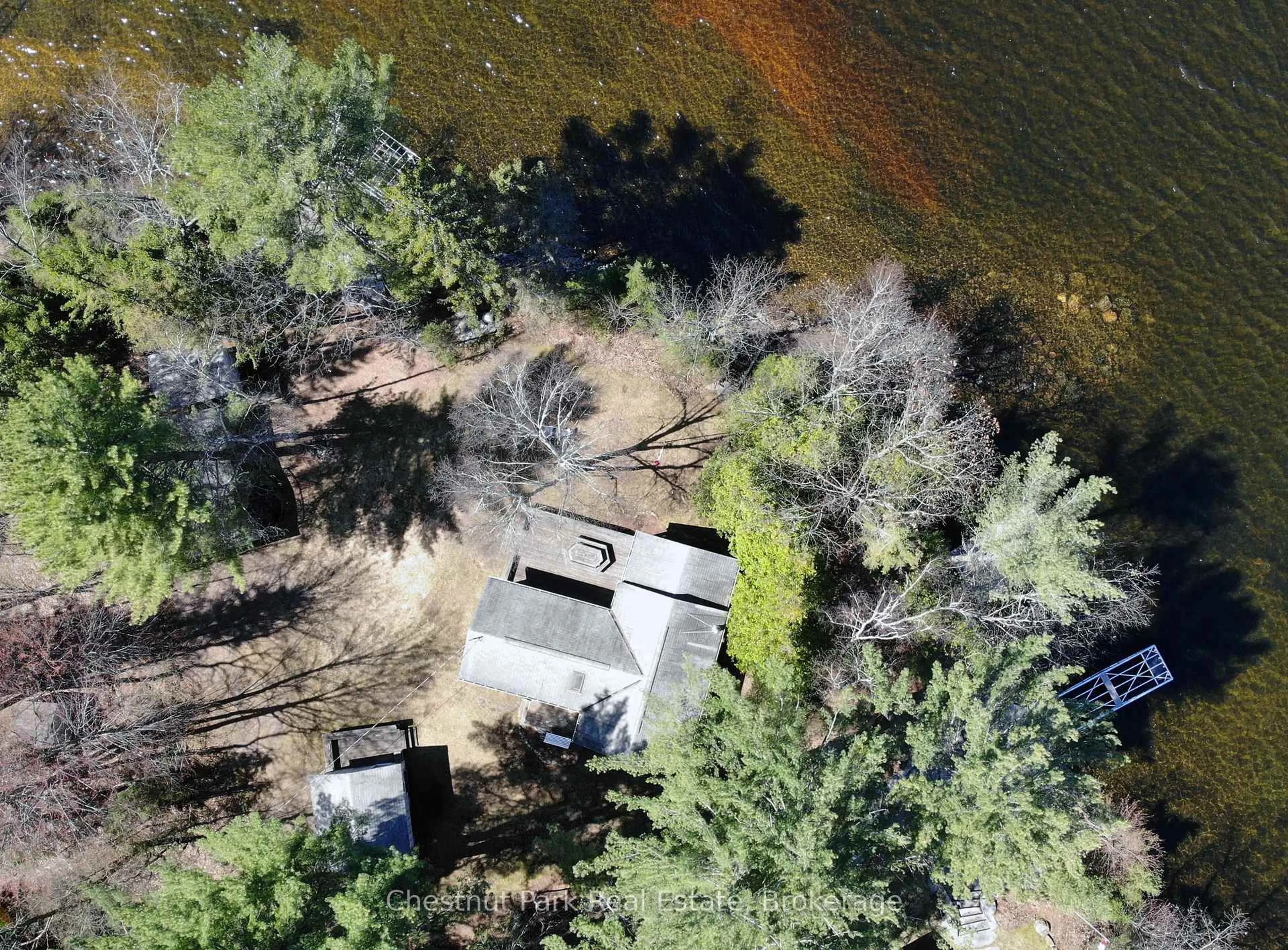 A pic from outside/outdoor area/front of a property/back of a property/a pic from drone, water/lake/river/ocean view for 1036 Abbey Lane, Algonquin Highlands Ontario K0M 2K0