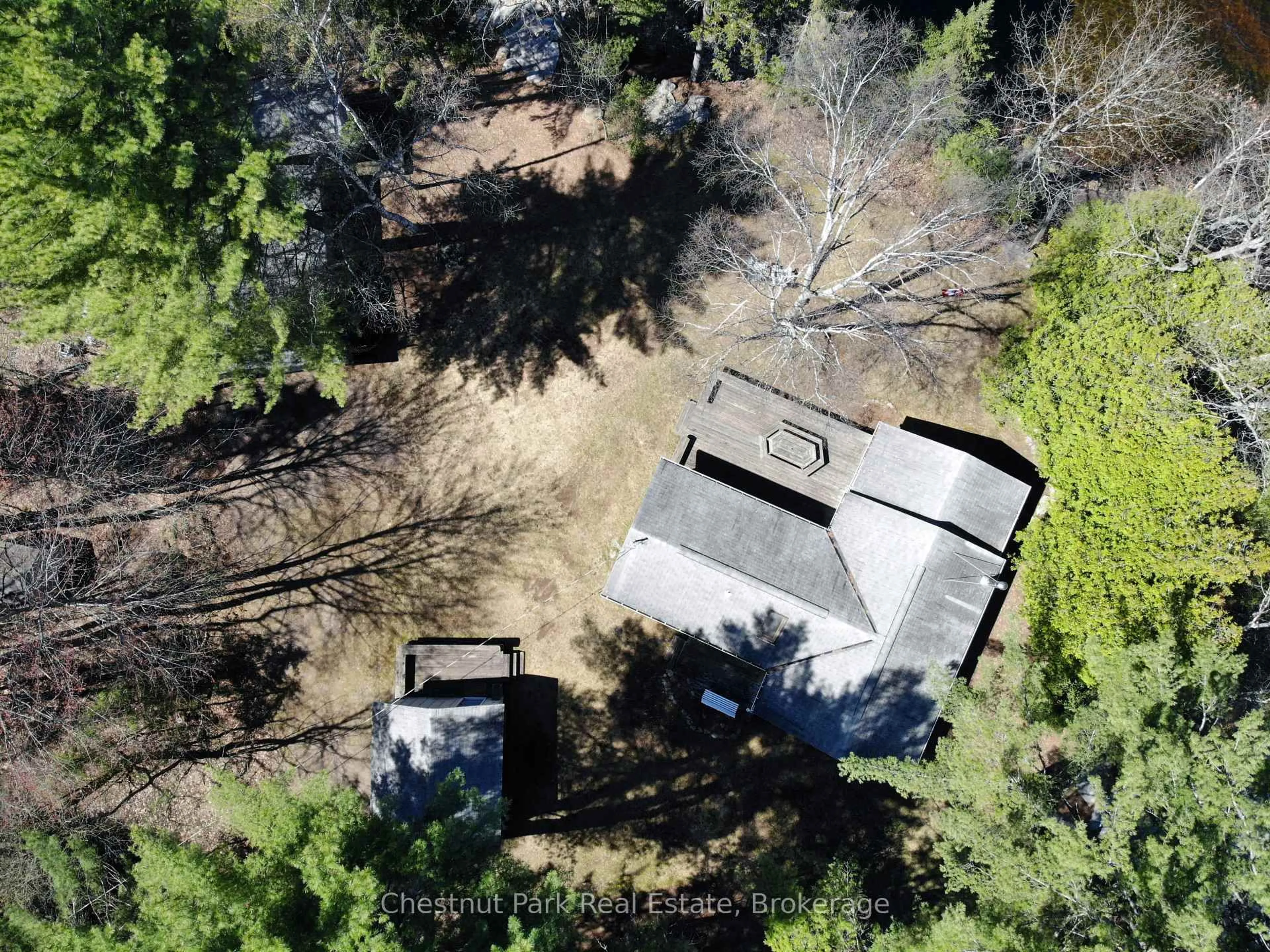 A pic from outside/outdoor area/front of a property/back of a property/a pic from drone, forest/trees view for 1036 Abbey Lane, Algonquin Highlands Ontario K0M 2K0
