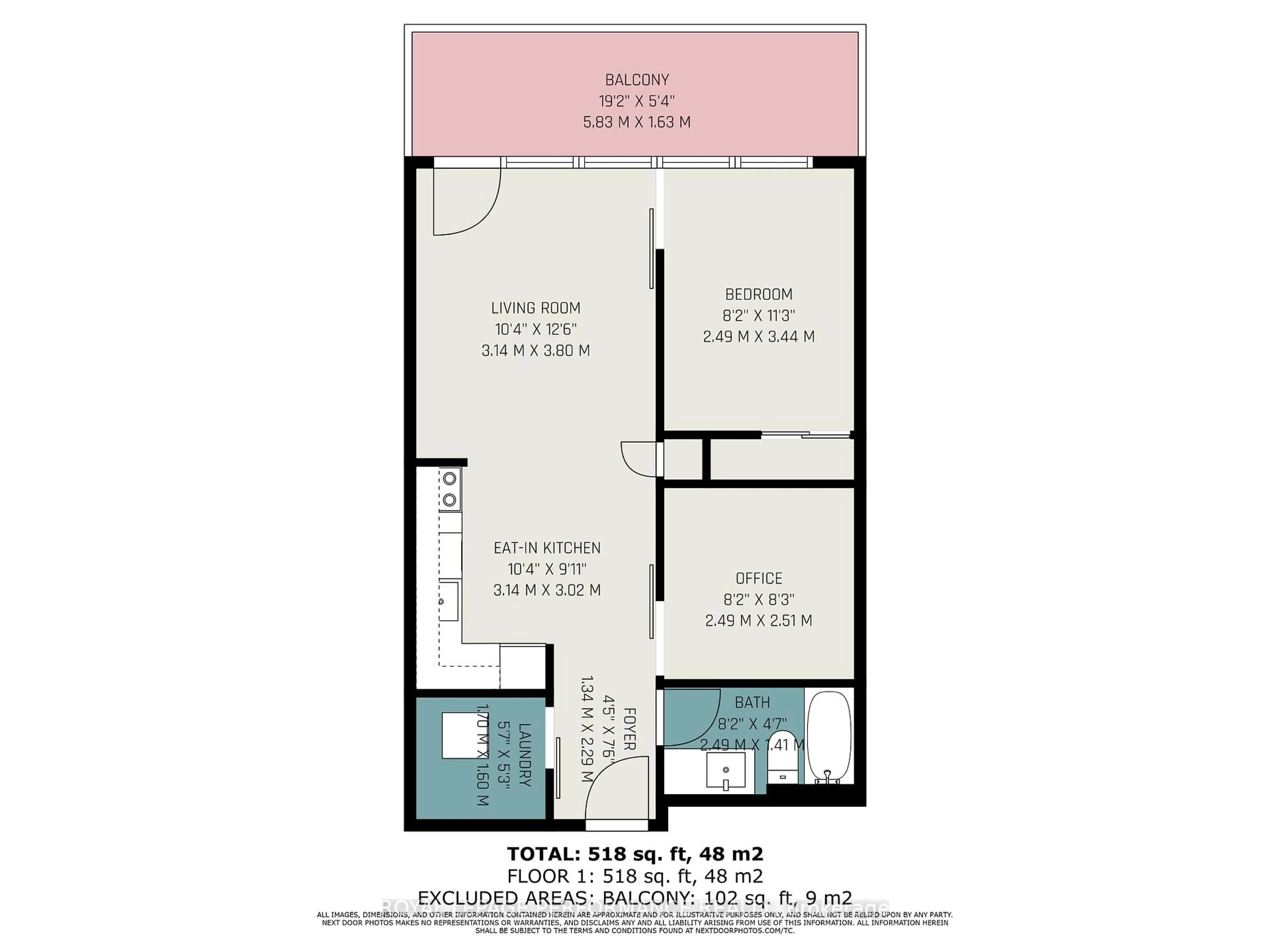 Floor plan for 354 Gladstone Ave #814, Ottawa Ontario K2P 0R4