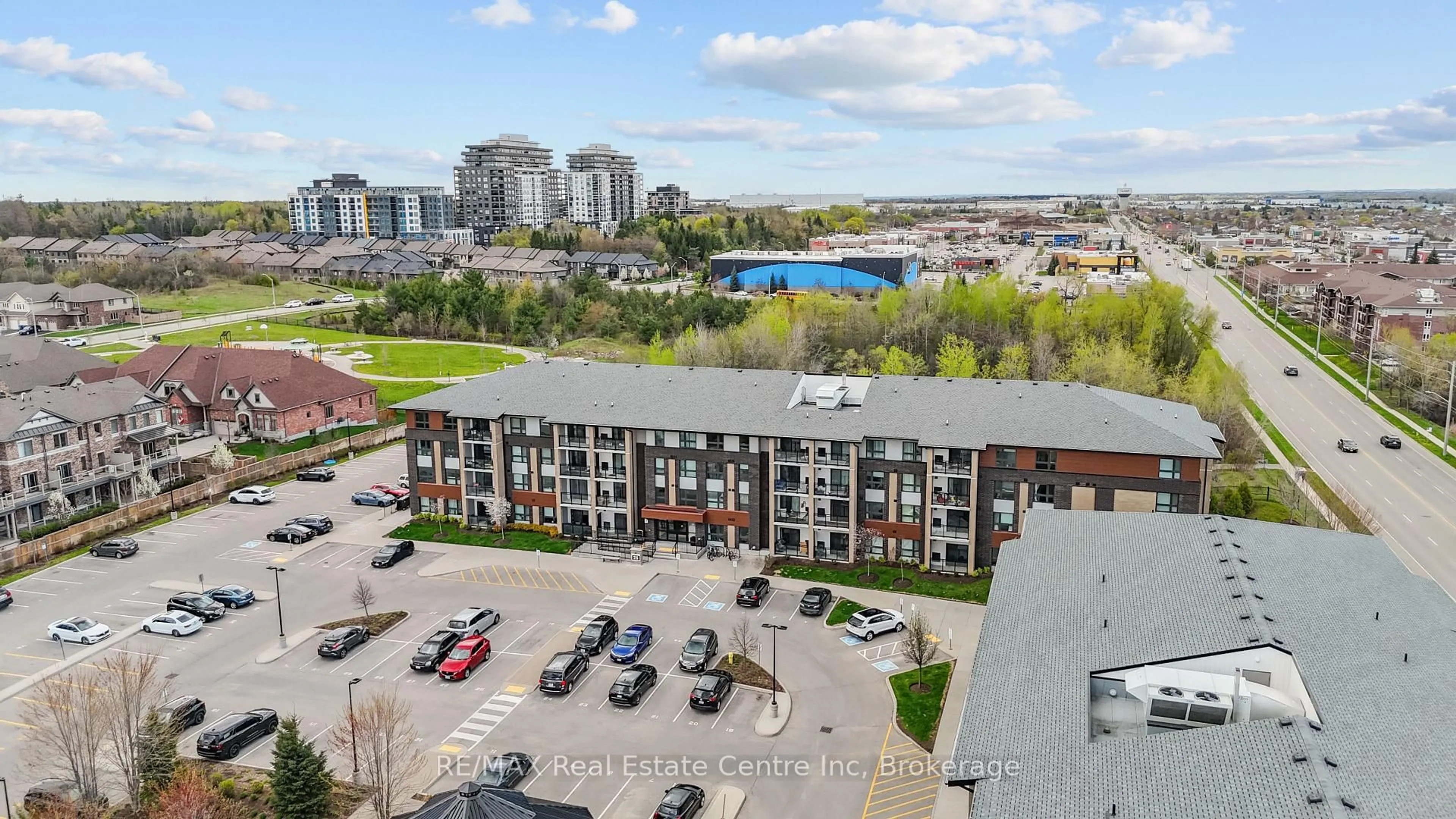 A pic from outside/outdoor area/front of a property/back of a property/a pic from drone, city buildings view from balcony for 25 Kay Cres #205, Guelph Ontario N1L 1L9