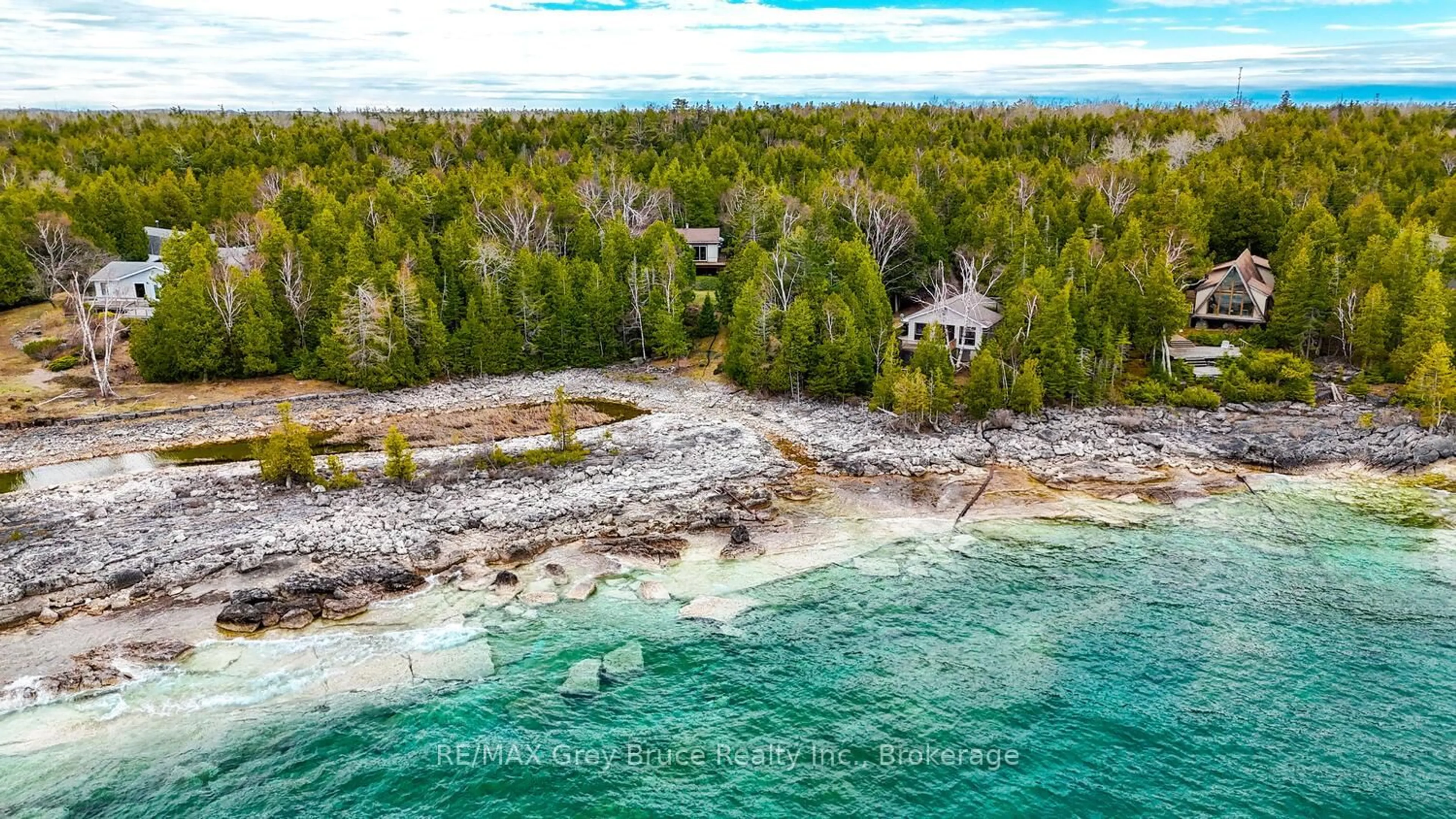 A pic from outside/outdoor area/front of a property/back of a property/a pic from drone, water/lake/river/ocean view for 85 Grant Watson Dr, Northern Bruce Peninsula Ontario N0H 2R0