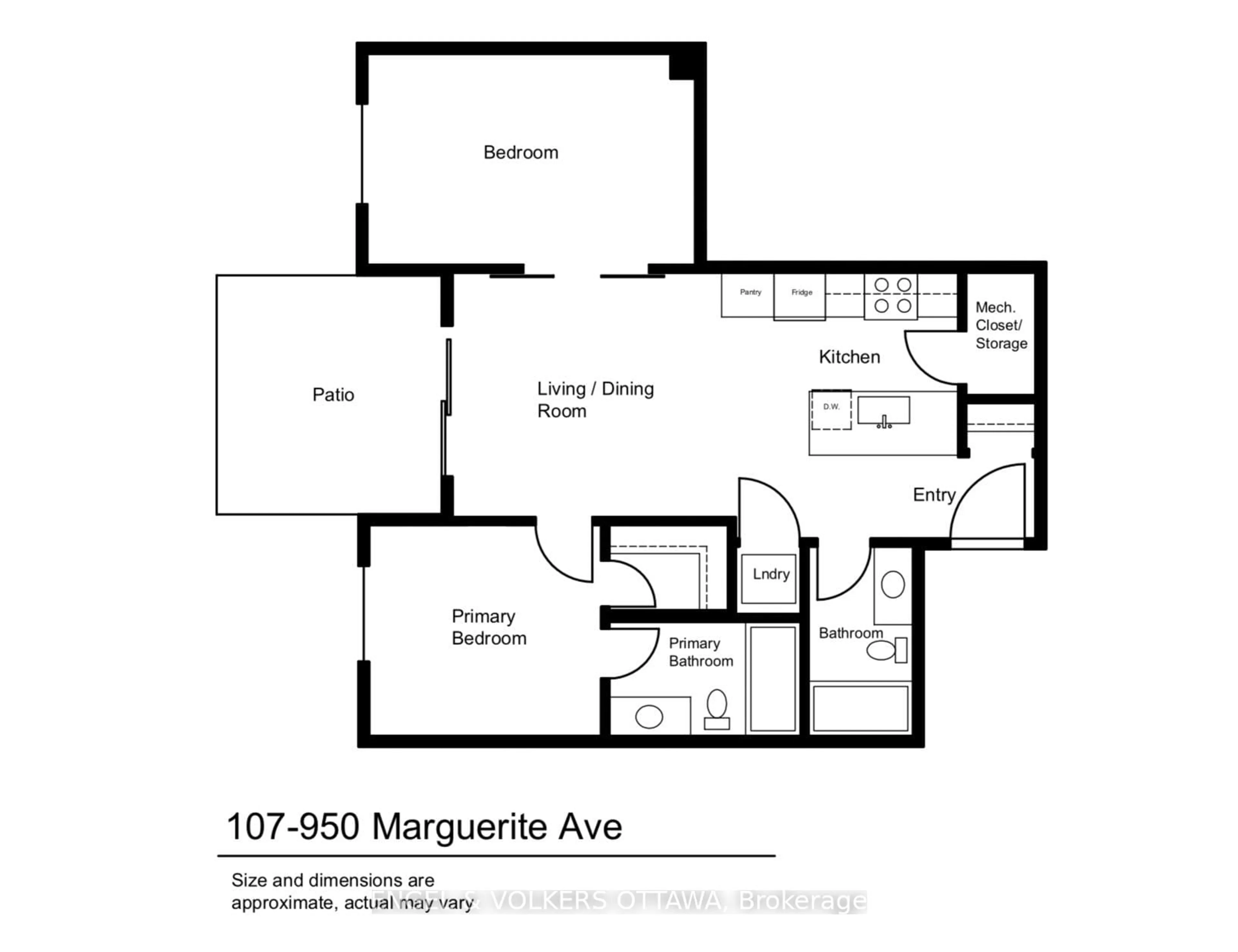 Floor plan for 950 Marguerite Ave #107, Ottawa Ontario K1K 3T8
