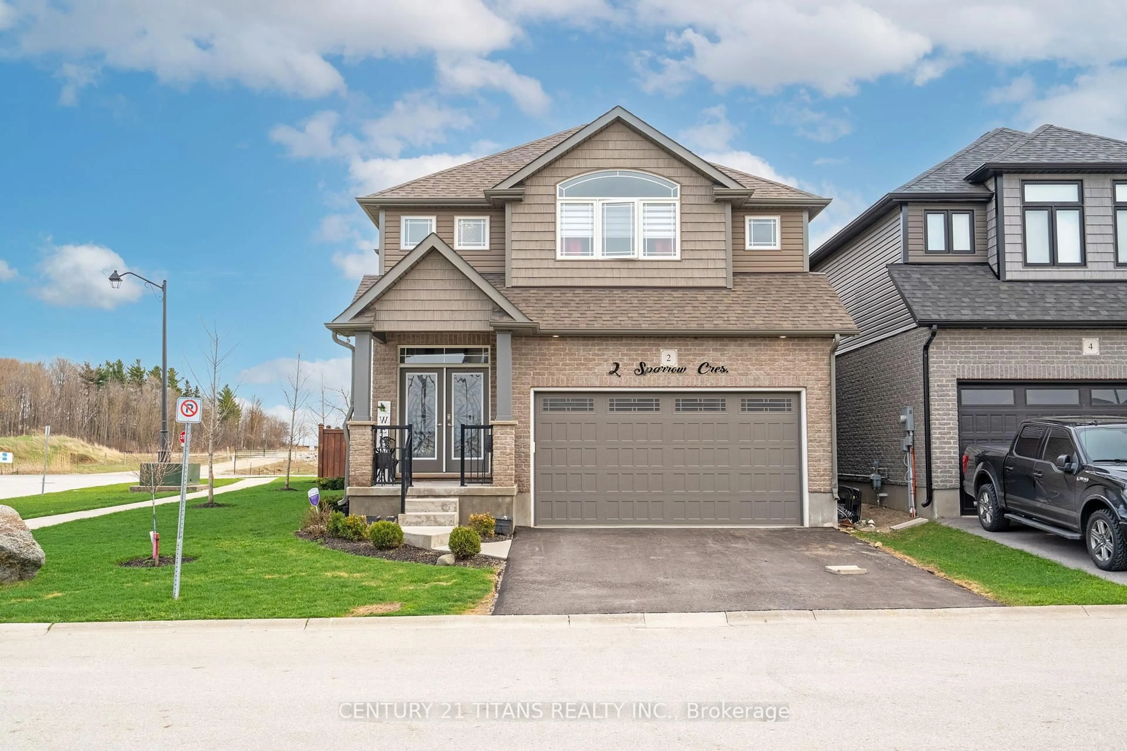 Home with brick exterior material, street for 2 Sparrow Cres, East Luther Grand Valley Ontario L9W 7P2