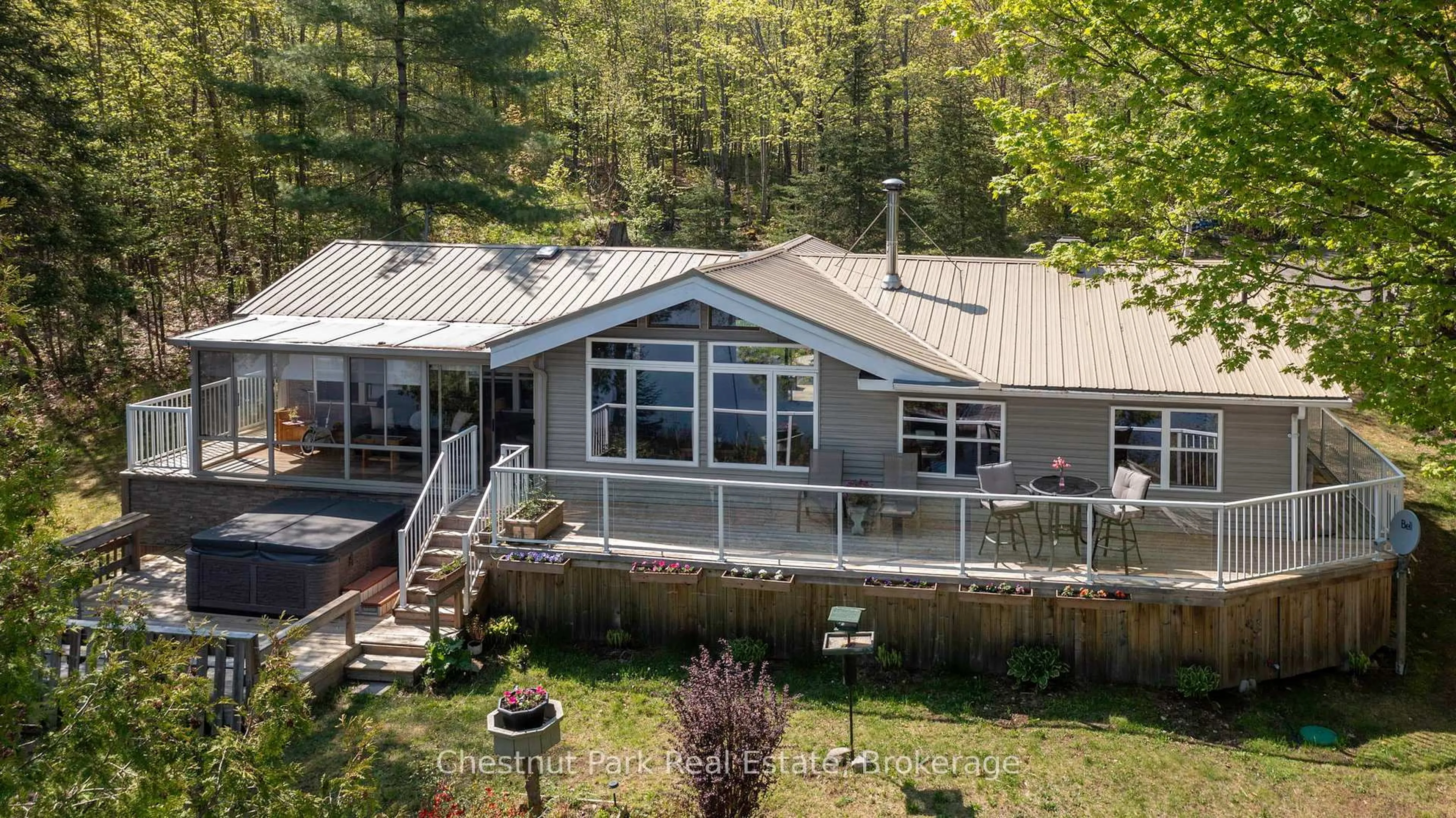 A pic from outside/outdoor area/front of a property/back of a property/a pic from drone, water/lake/river/ocean view for 1260 Winders Bay Rd, Lake of Bays Ontario P0B 1A0