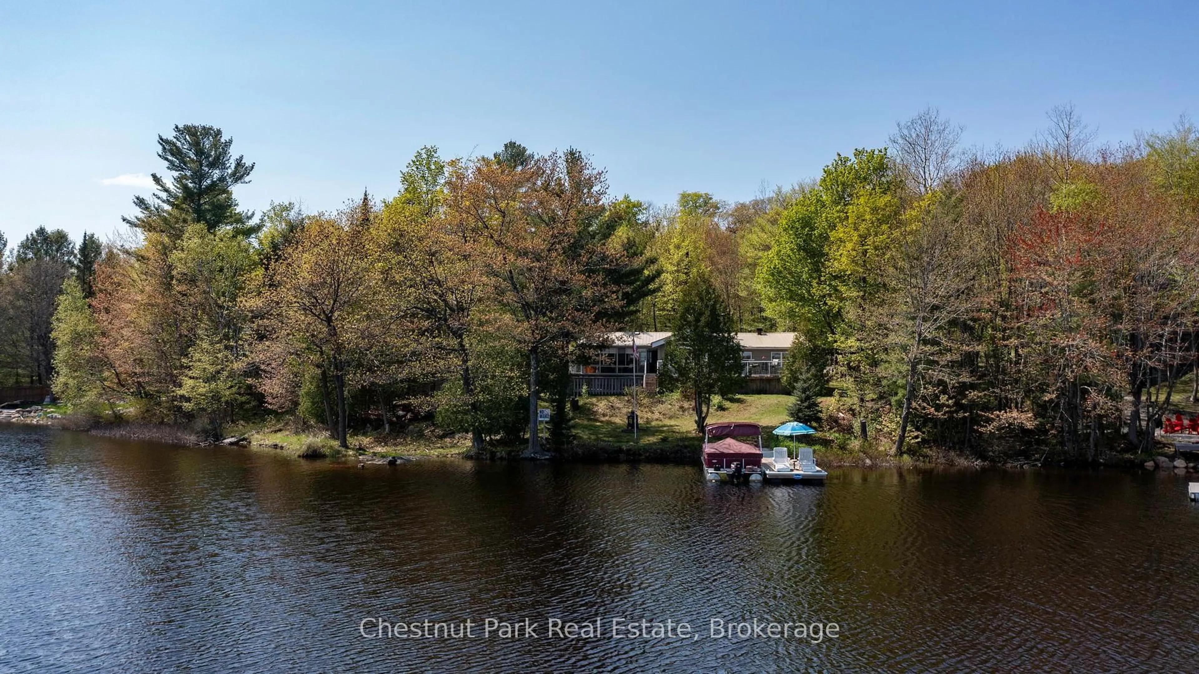 A pic from outside/outdoor area/front of a property/back of a property/a pic from drone, water/lake/river/ocean view for 1260 Winders Bay Rd, Lake of Bays Ontario P0B 1A0