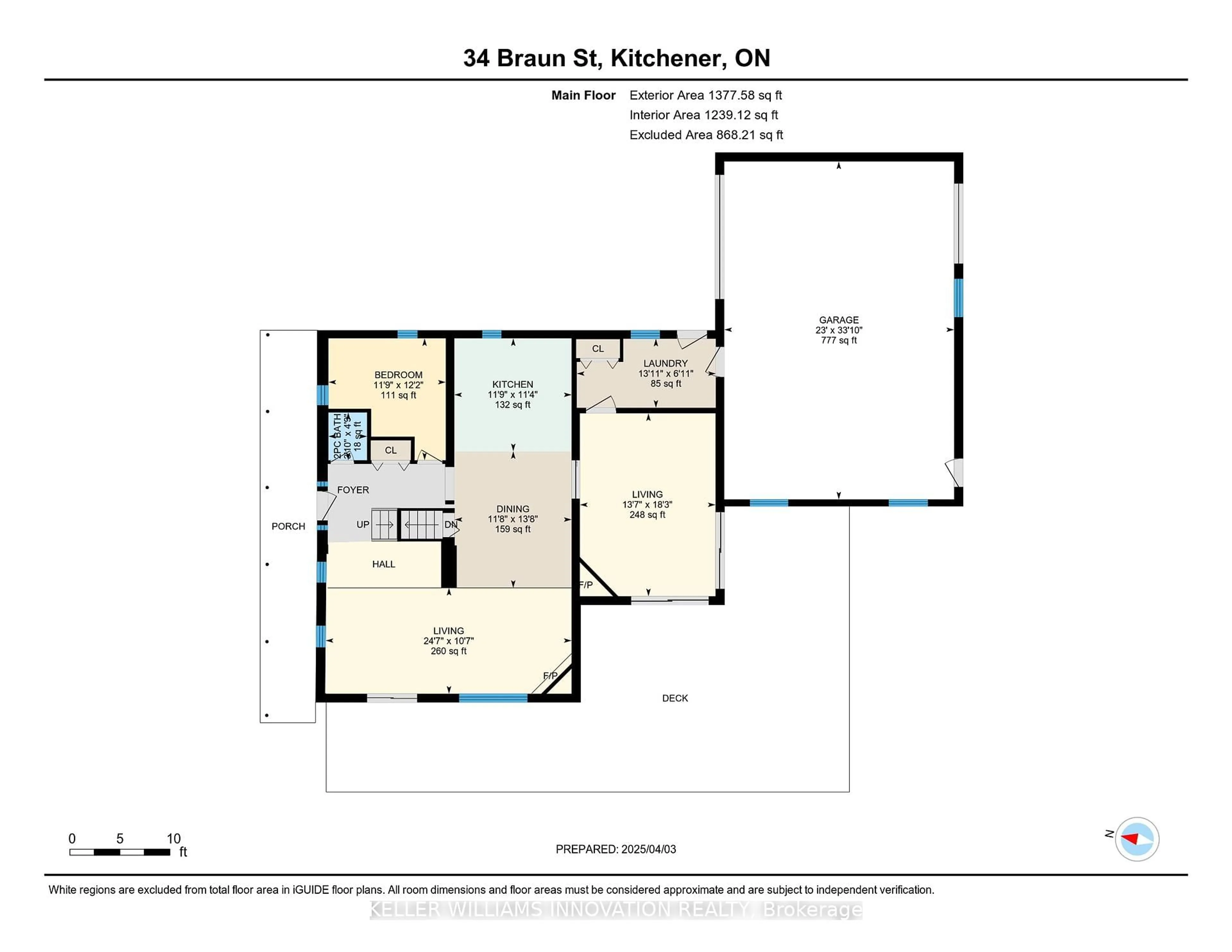 Floor plan for 34 Braun St, Kitchener Ontario N2H 3R4