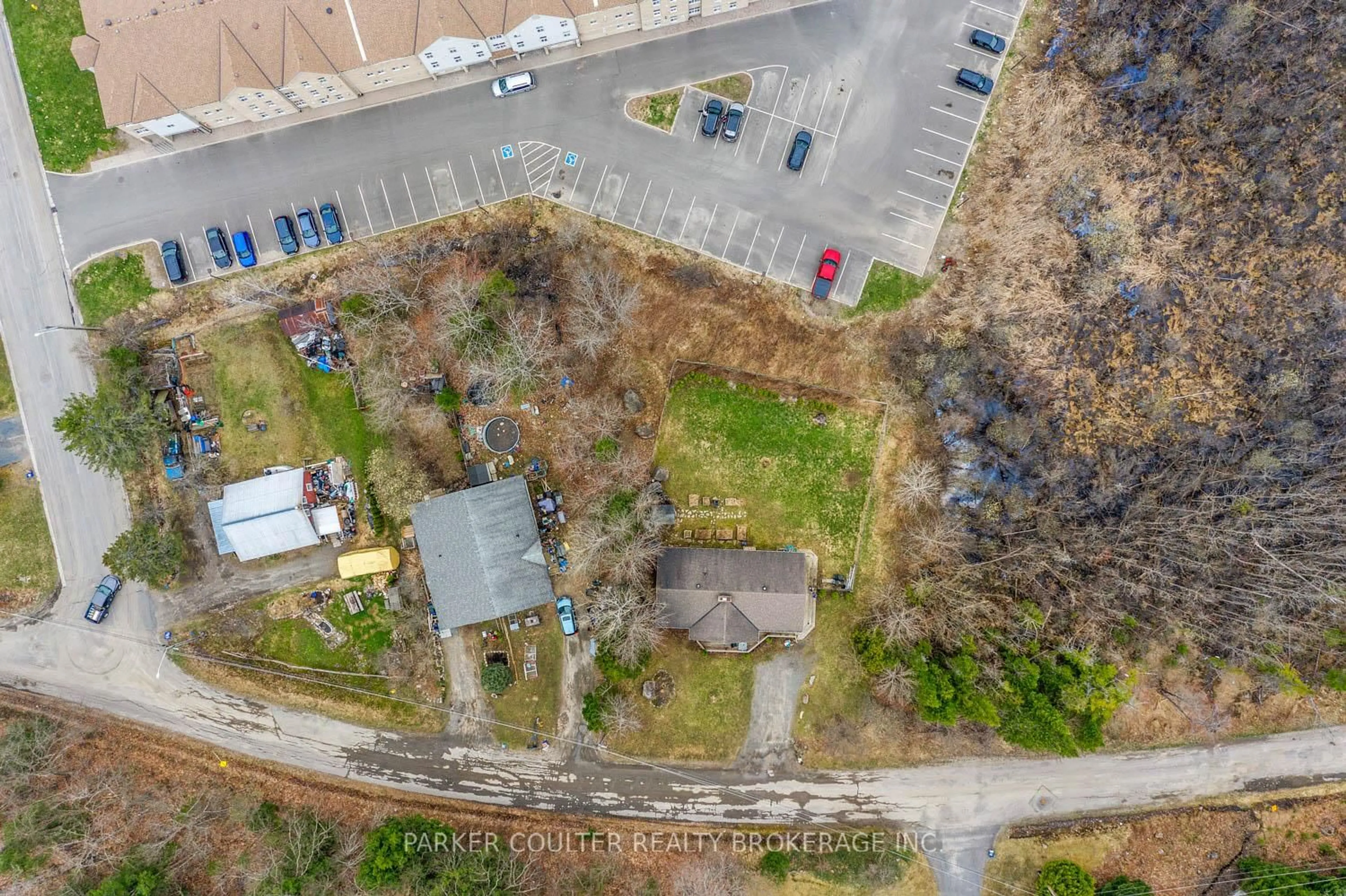 A pic from outside/outdoor area/front of a property/back of a property/a pic from drone, street for 28 Shay Rd, Huntsville Ontario P1H 1L2