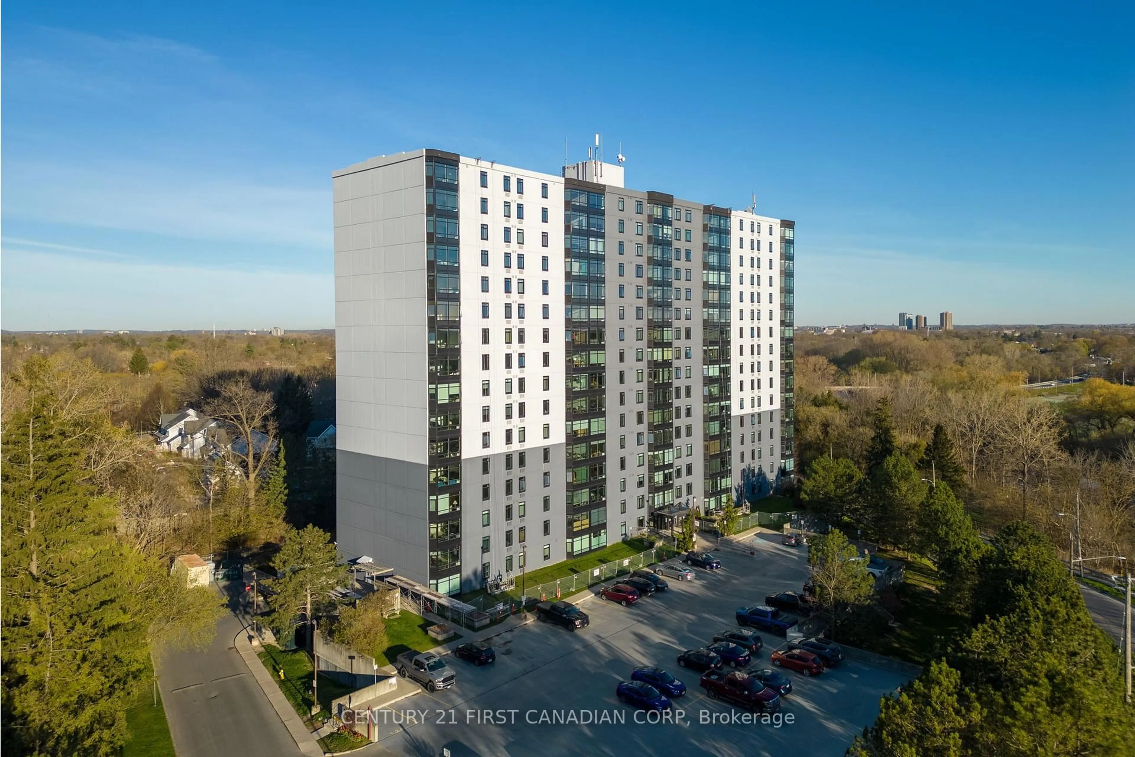 A pic from outside/outdoor area/front of a property/back of a property/a pic from drone, city buildings view from balcony for 45 Pond Mills Rd #107, London South Ontario N5Z 4W5