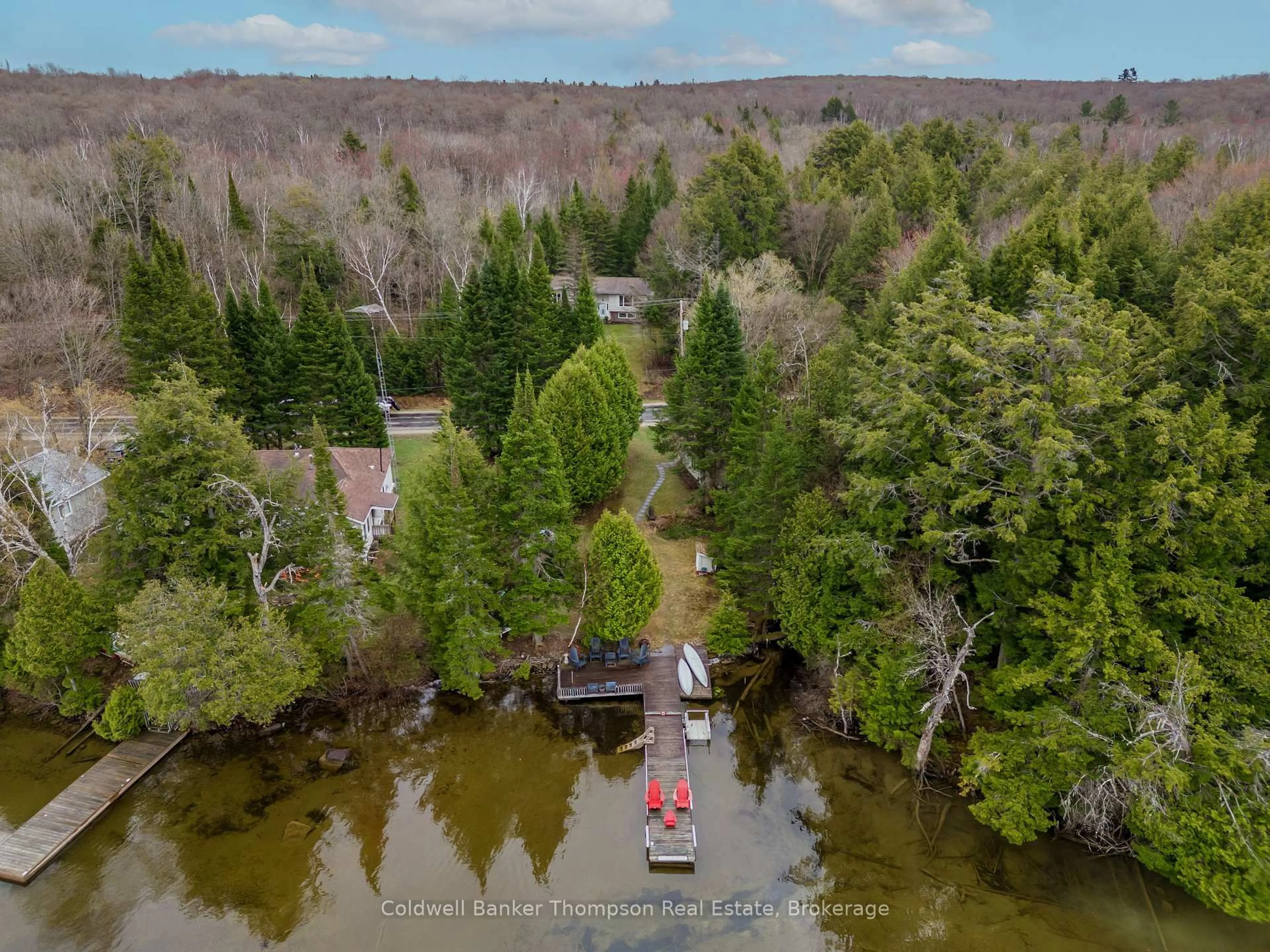 A pic from outside/outdoor area/front of a property/back of a property/a pic from drone, water/lake/river/ocean view for 1378 Old Hwy 117 N/A, Lake of Bays Ontario P0B 1A0