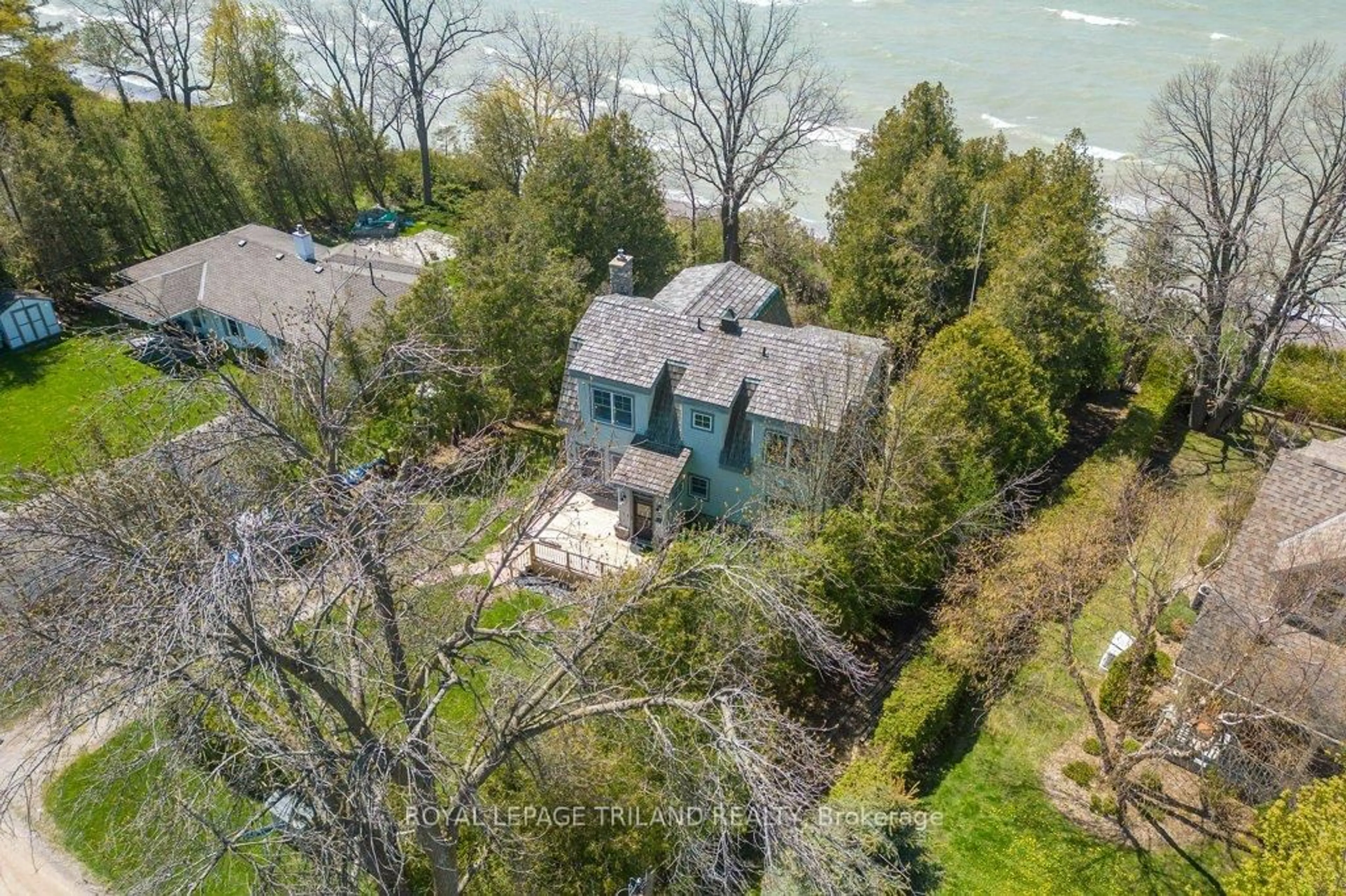 A pic from outside/outdoor area/front of a property/back of a property/a pic from drone, water/lake/river/ocean view for 71641 Old Cedarbank Lane, Bluewater Ontario N0M 1N0