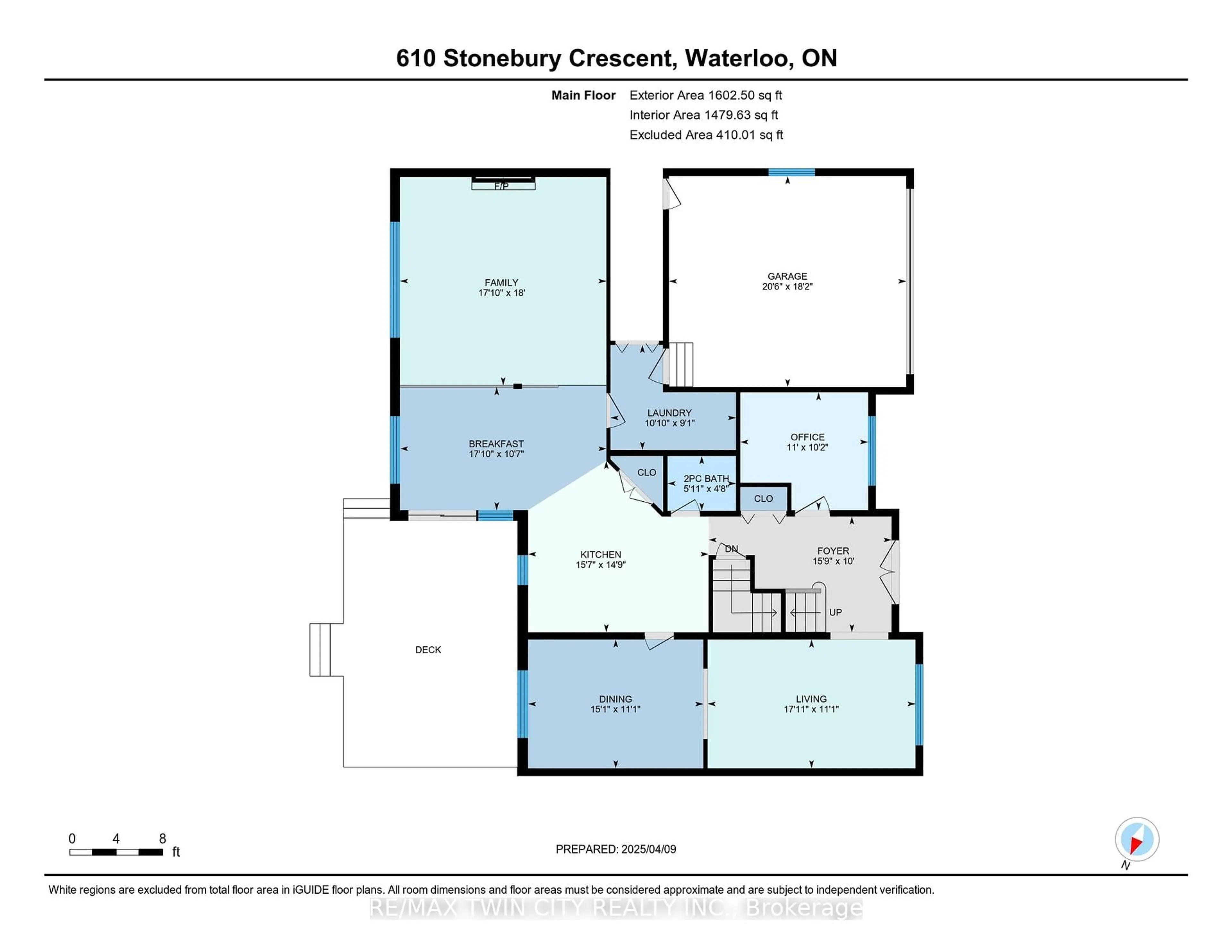 Floor plan for 610 STONEBURY Cres, Waterloo Ontario N2K 3R1