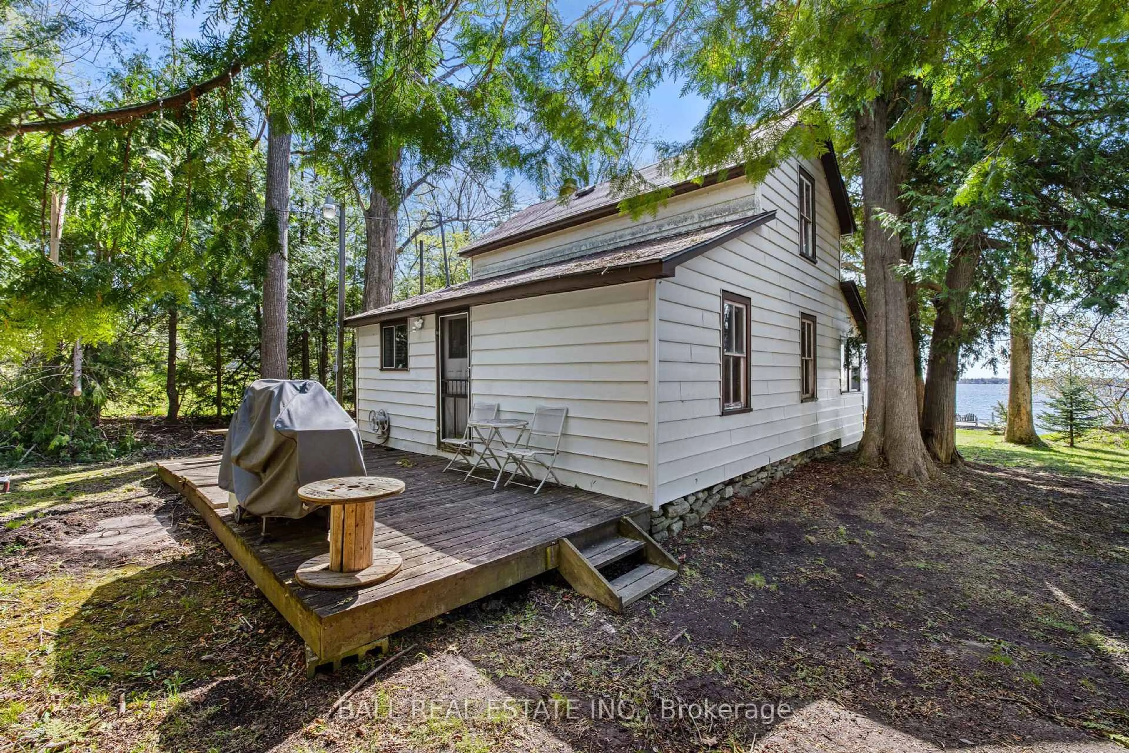 A pic from outside/outdoor area/front of a property/back of a property/a pic from drone, forest/trees view for 53 Rustic Bay St, Kawartha Lakes Ontario K9V 4R6