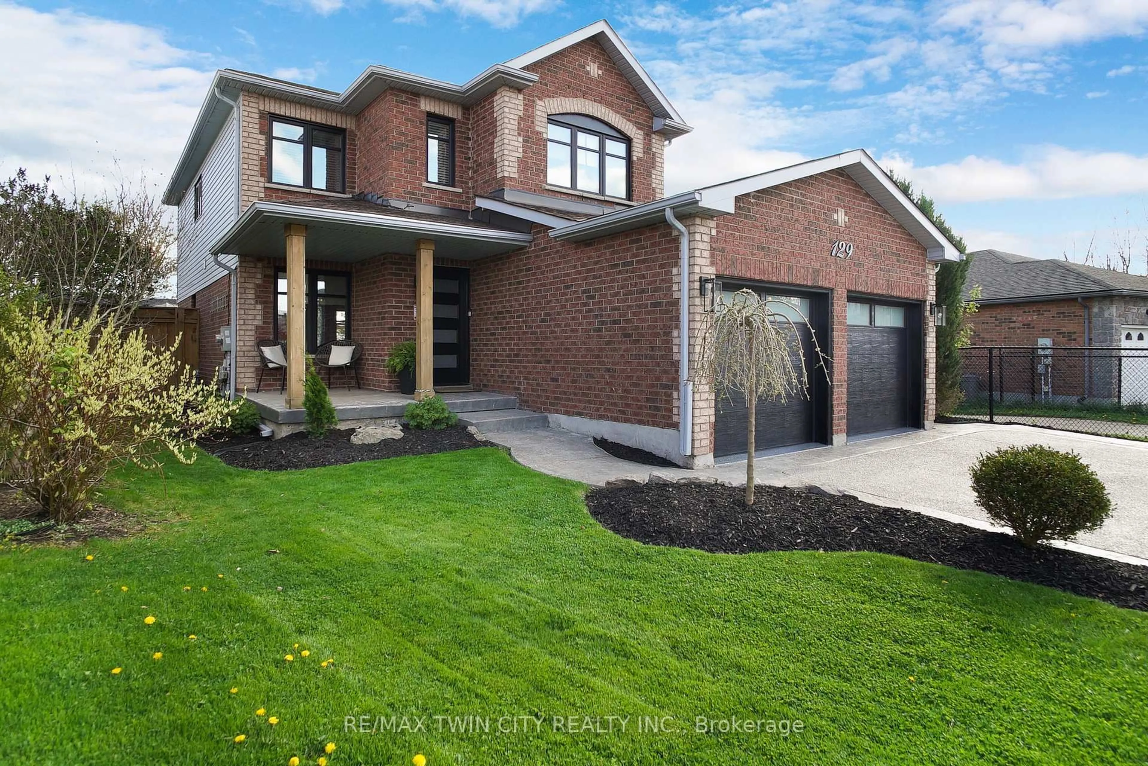 Home with brick exterior material, street for 129 LANGLAW Dr, Cambridge Ontario N1P 1H9