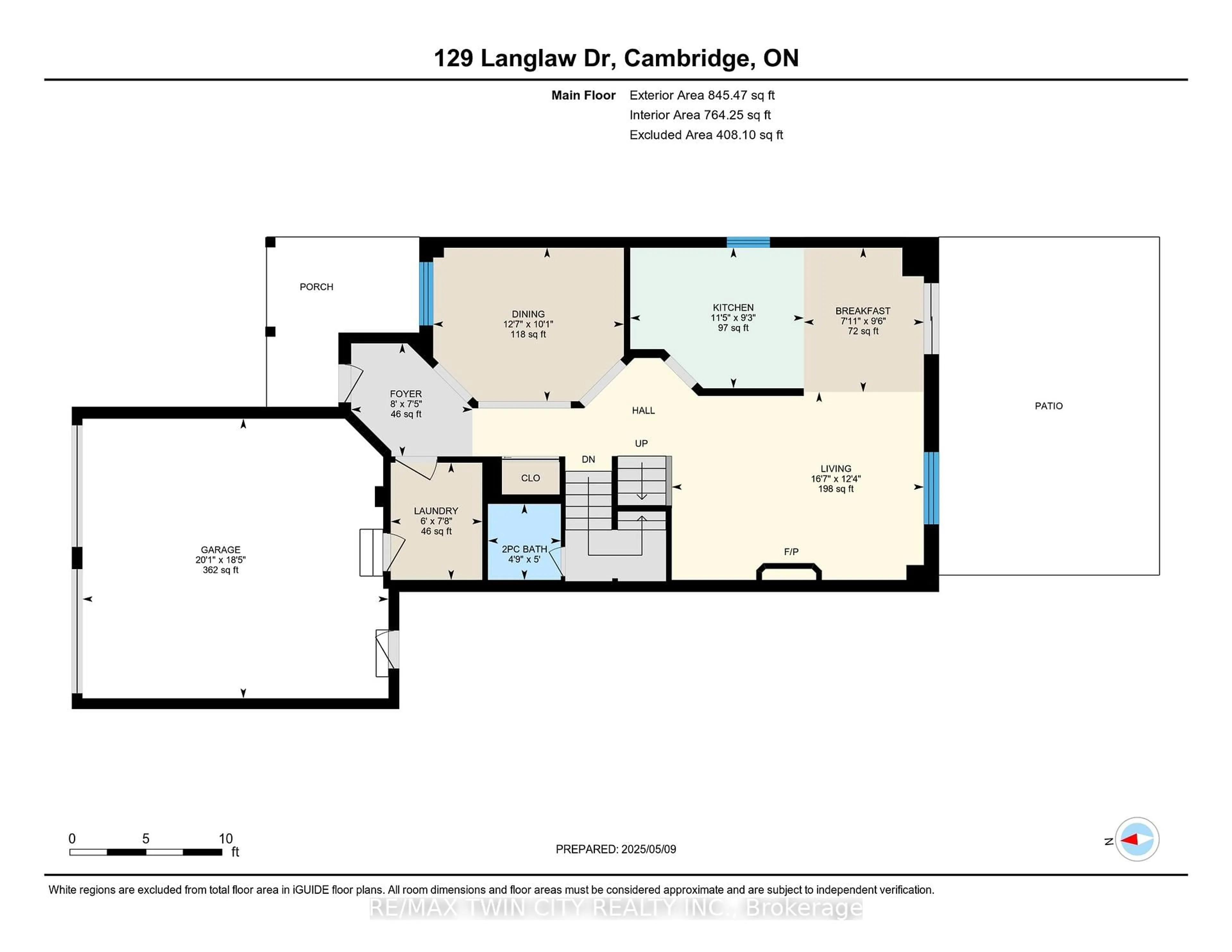 Floor plan for 129 LANGLAW Dr, Cambridge Ontario N1P 1H9